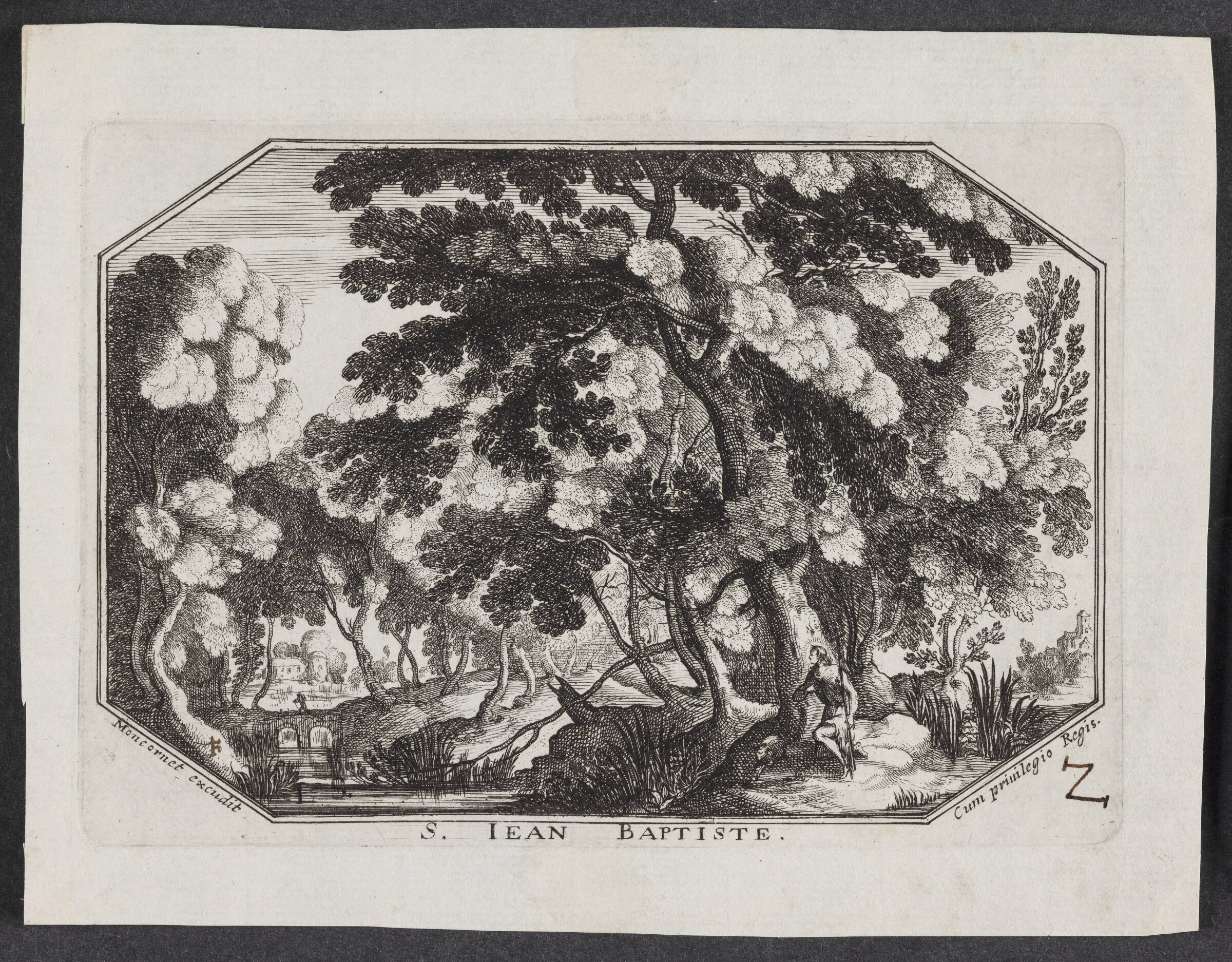 Landskab med Johannes Døberen (S. Jean Baptiste), Nicolas Cochin, 1625-1700