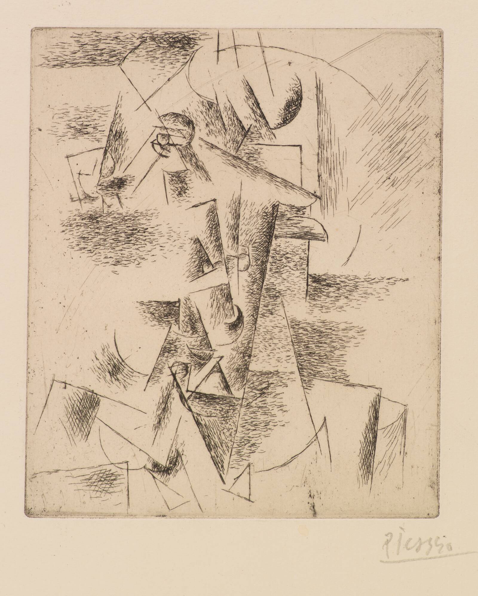 Mandshoved med pibe, Pablo Picasso, 1912