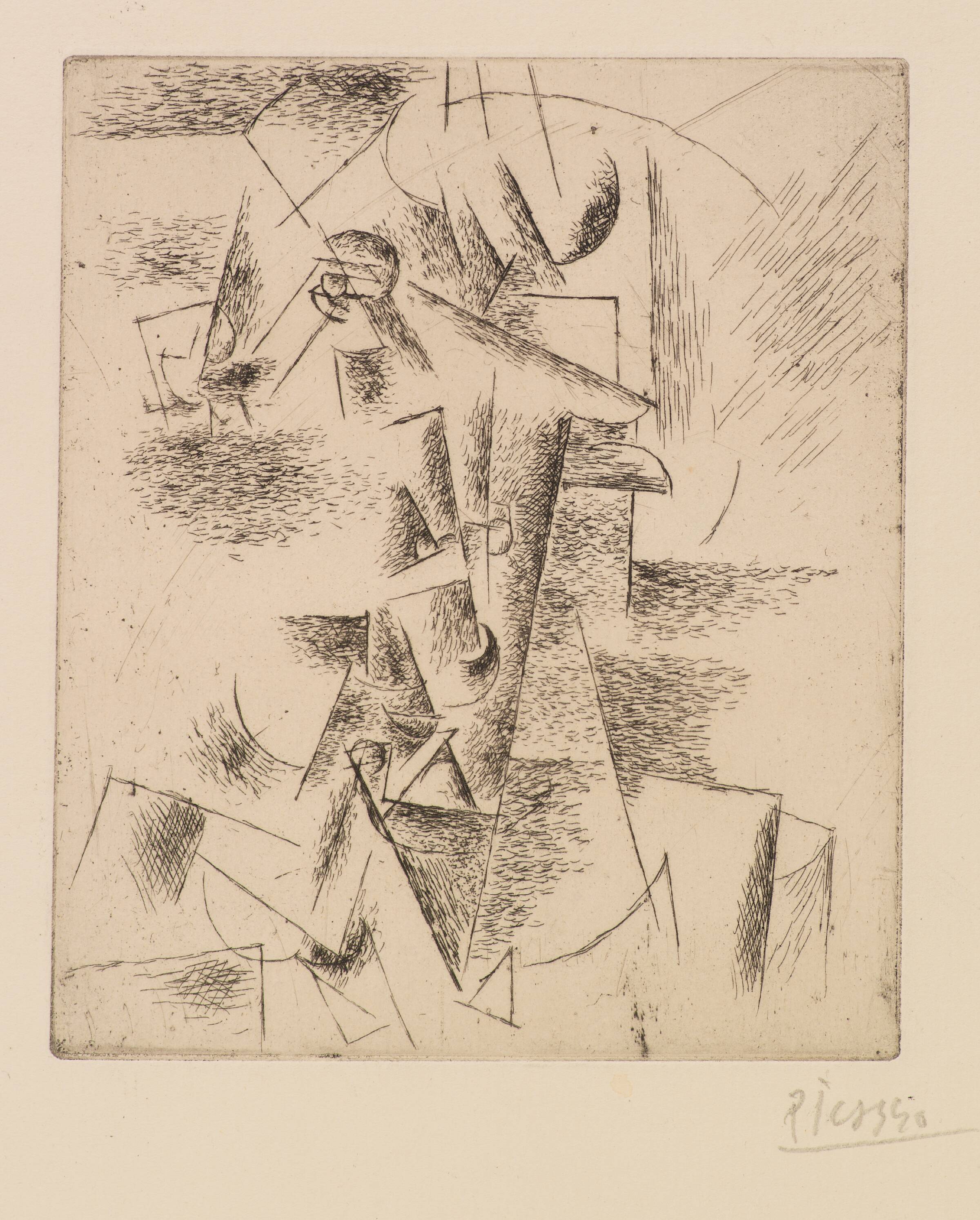 Mandshoved med pibe, Pablo Picasso, 1912
