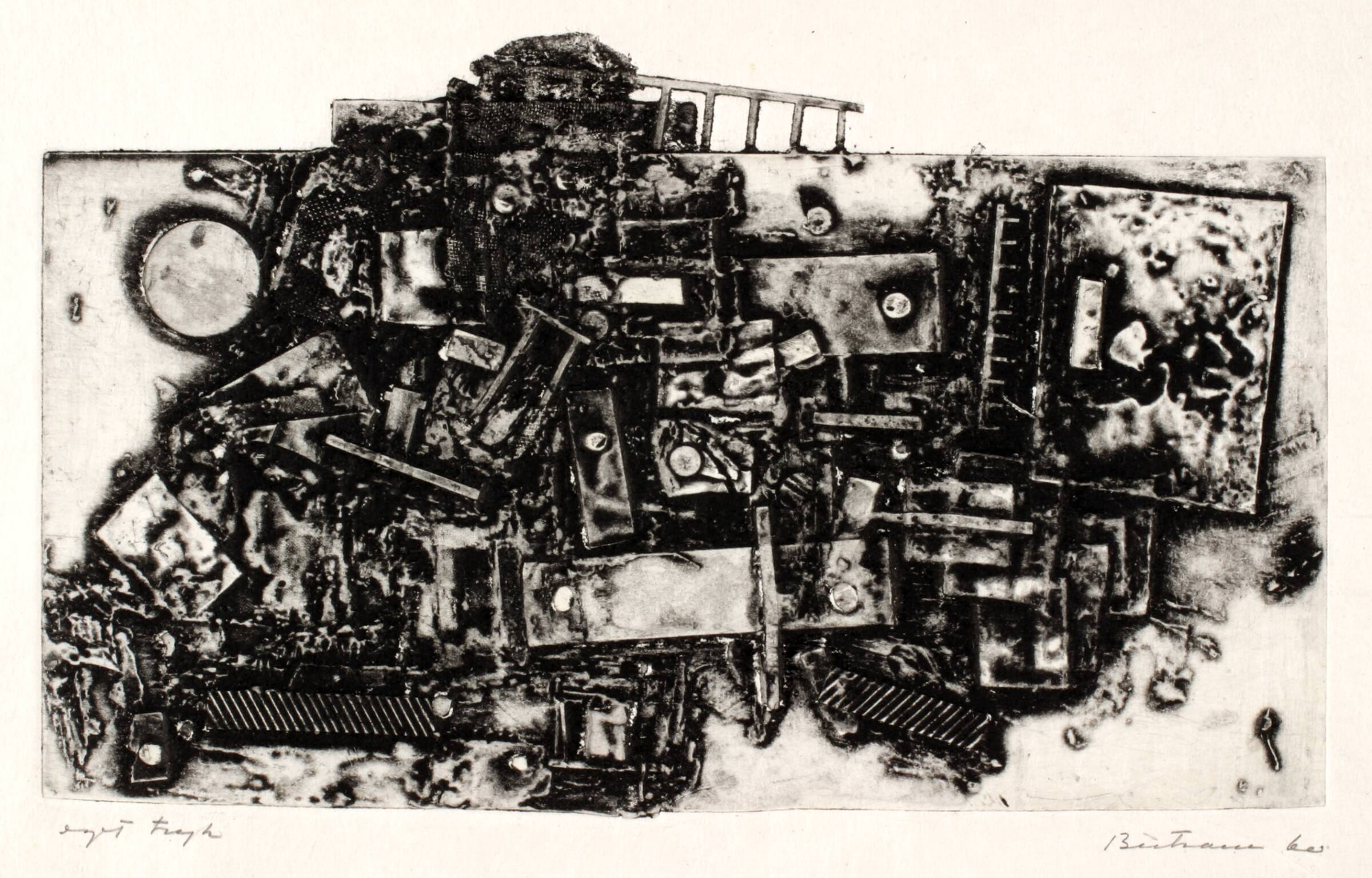 Komposition der går ud over pladens øvre kant, Helge Bertram, 1960