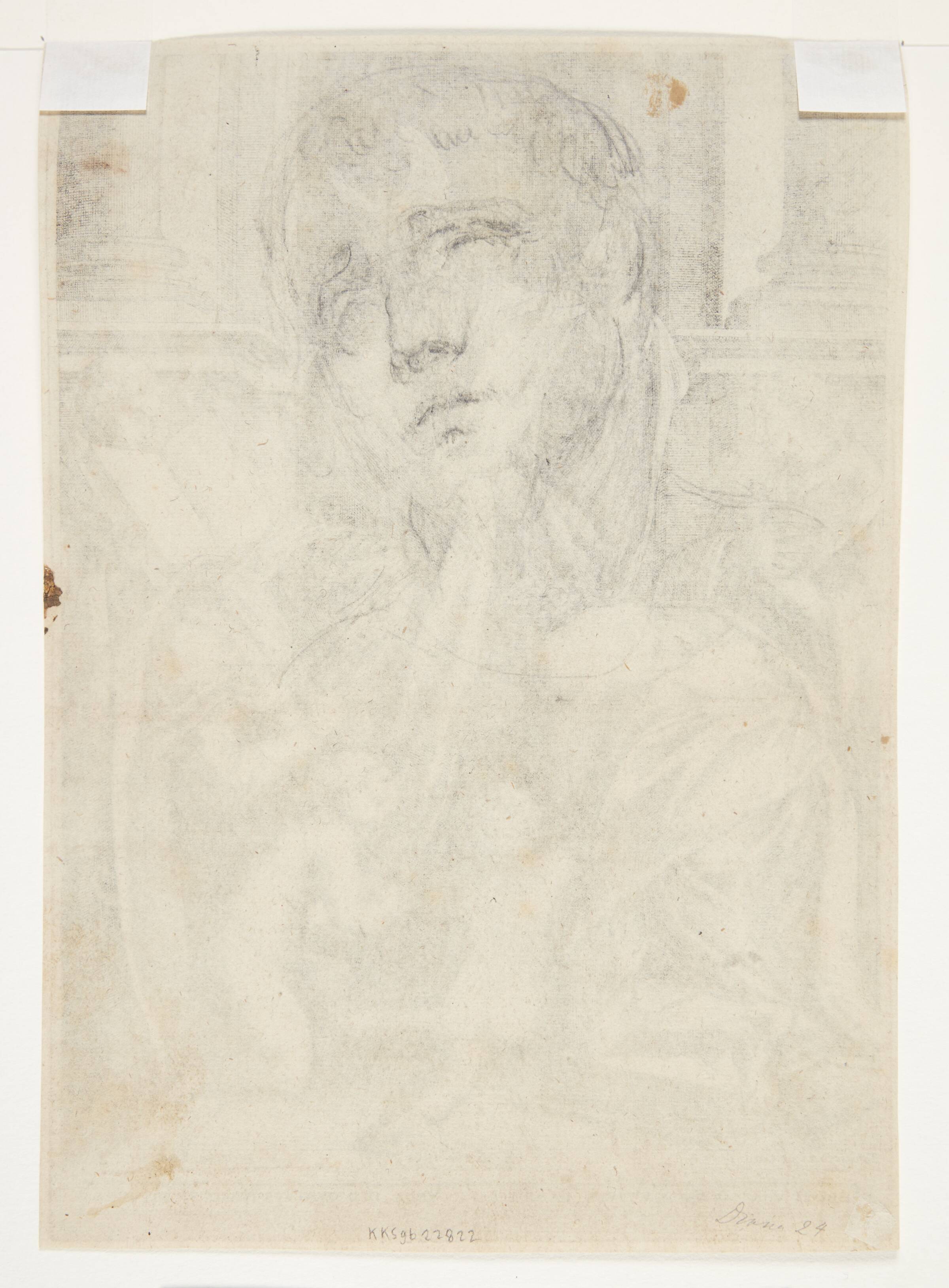 Rids af en mands ansigt i trekvartprofil mod venstre, Diana Scultori, 1536-1588