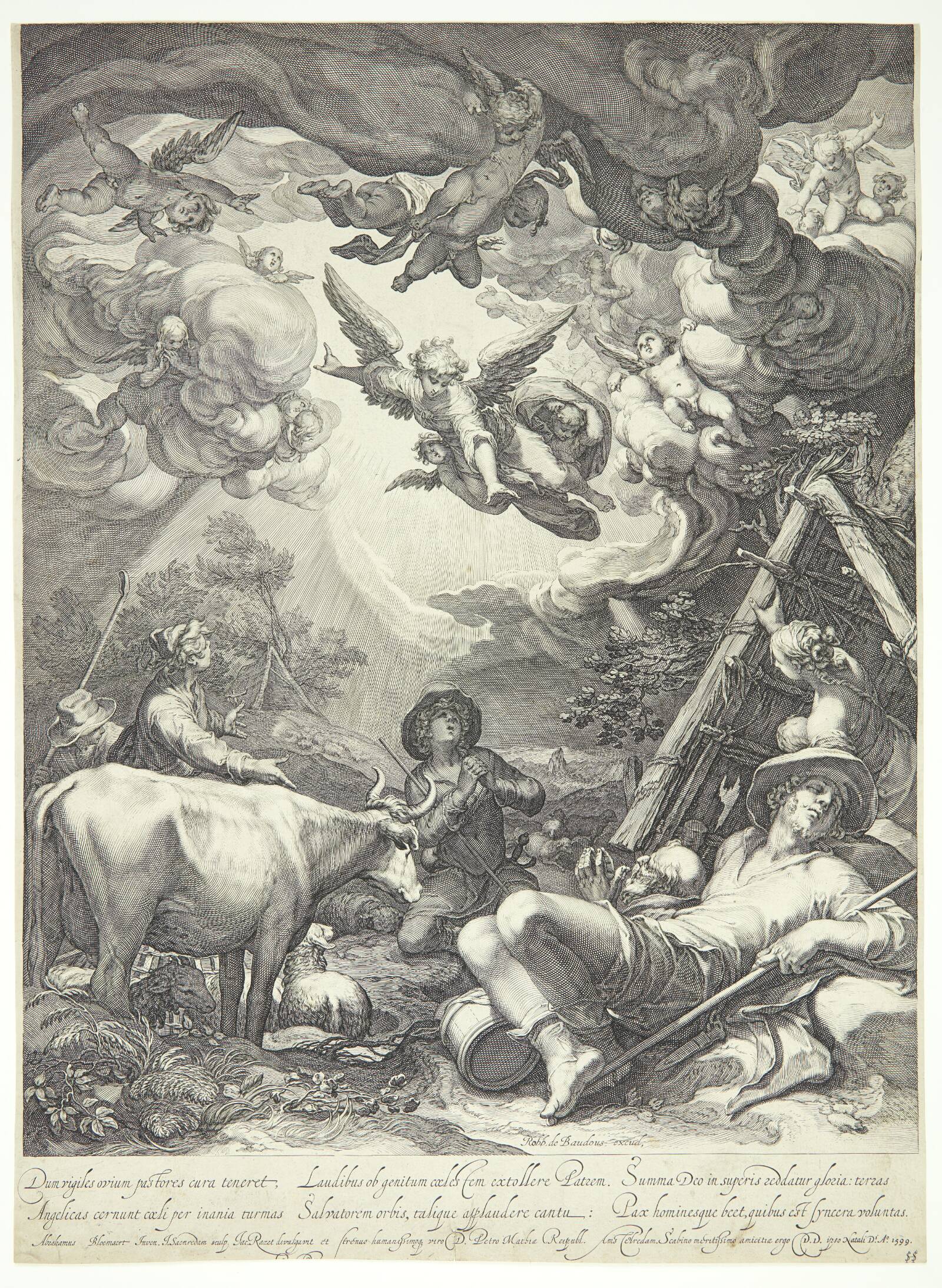 Hyrdernes bebudelse, Jan Saenredam, 1599