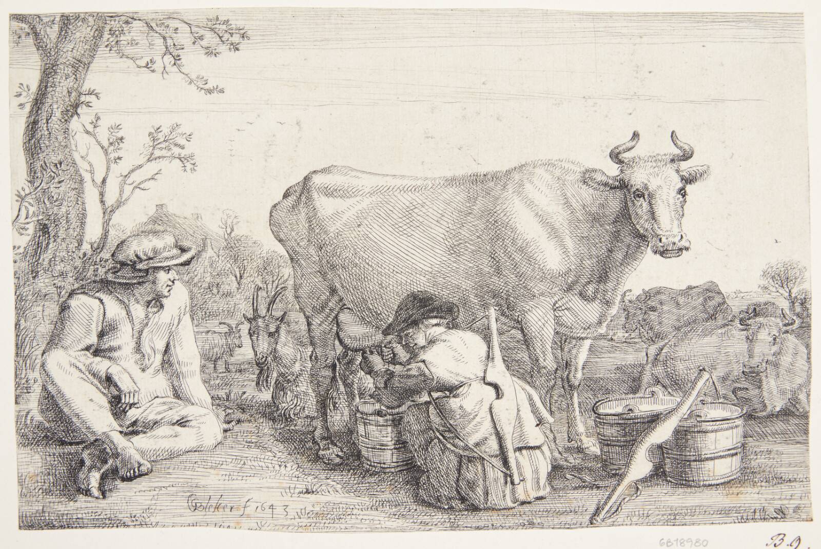 En malkepige, Gerrit Claesz. Bleker, 1643