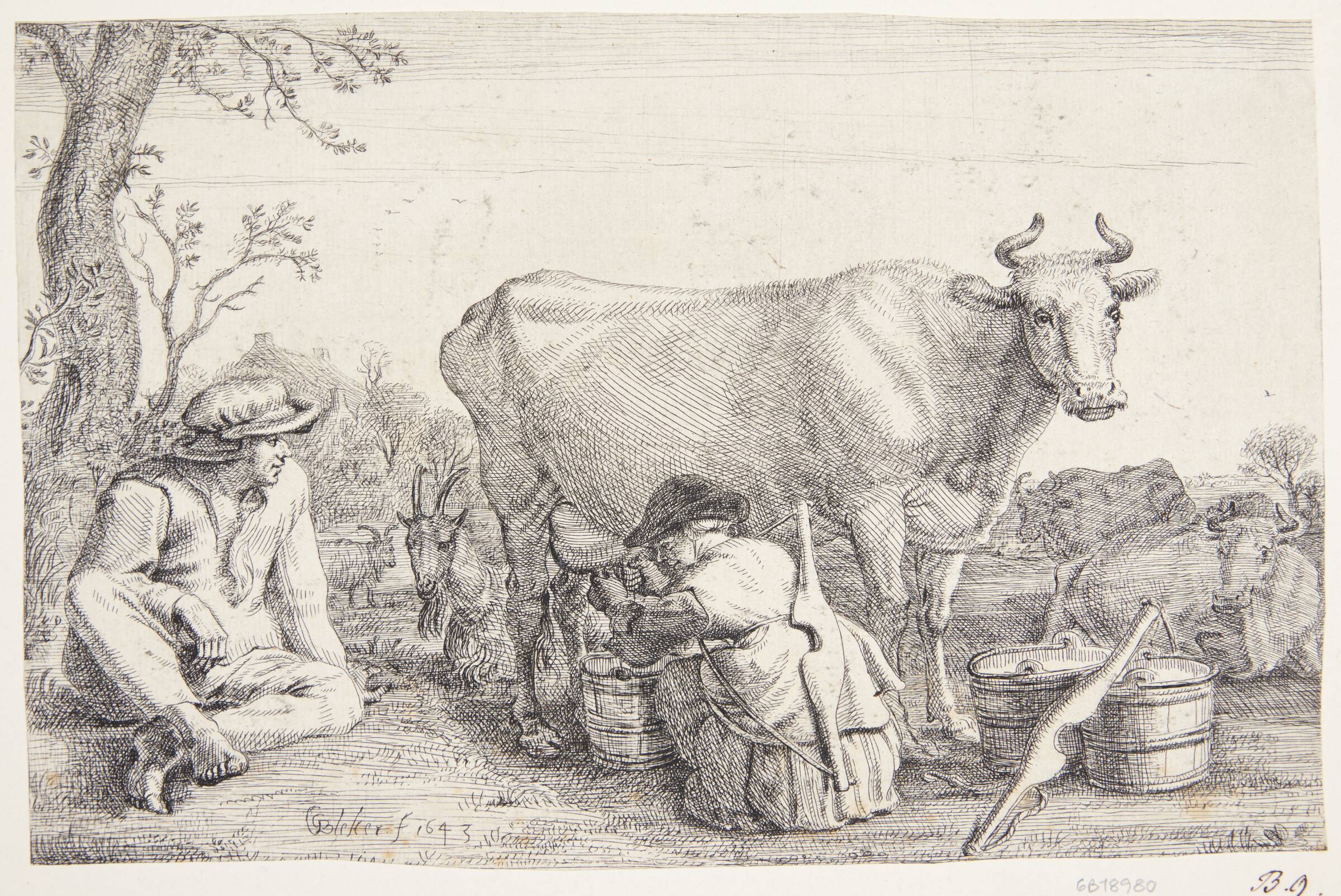 En malkepige, Gerrit Claesz. Bleker, 1643