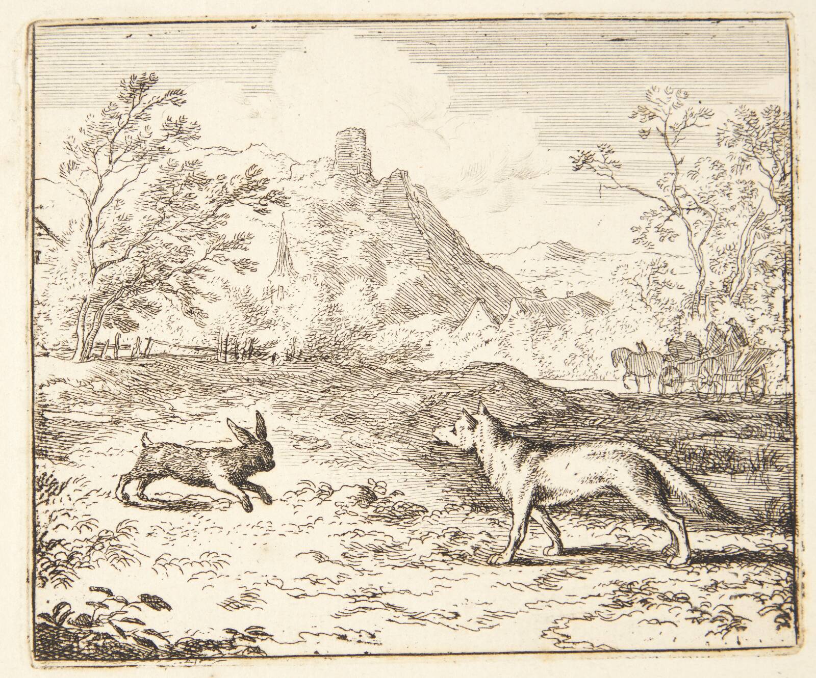 Renard og haren, Allaert van Everdingen, 1621-1675