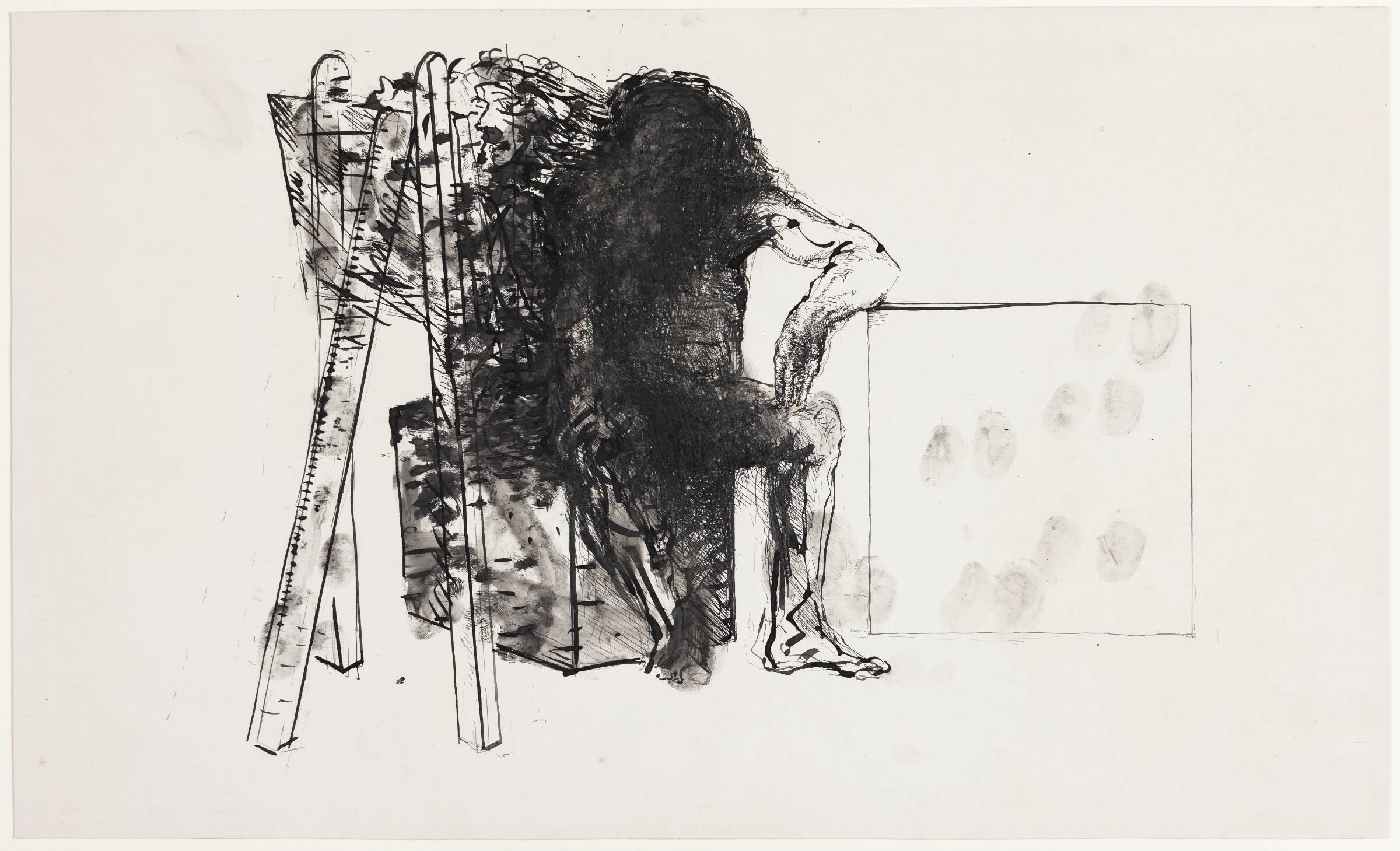 Kunstner i atelier, Finn Winge Nielsen, 1973