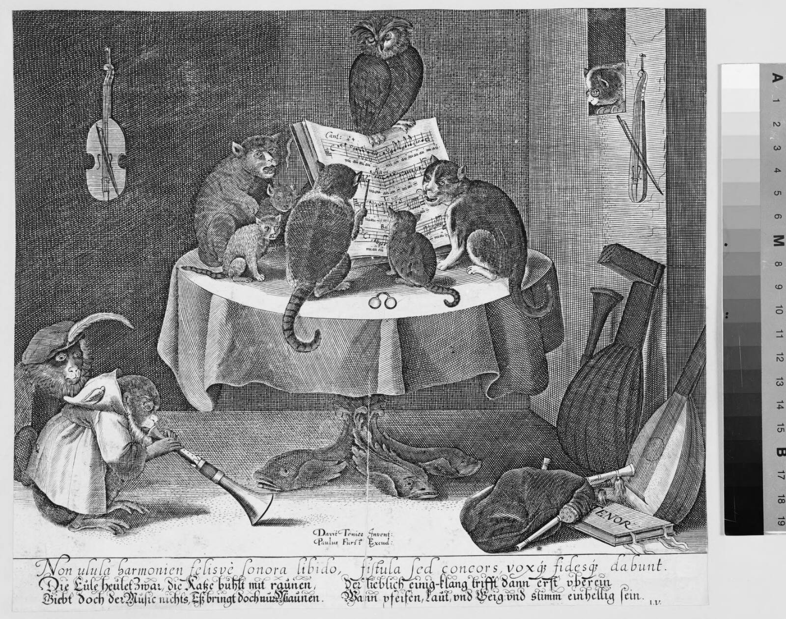 Koncert af ugle, katte og aber, Paul Fürst, 1620-1666