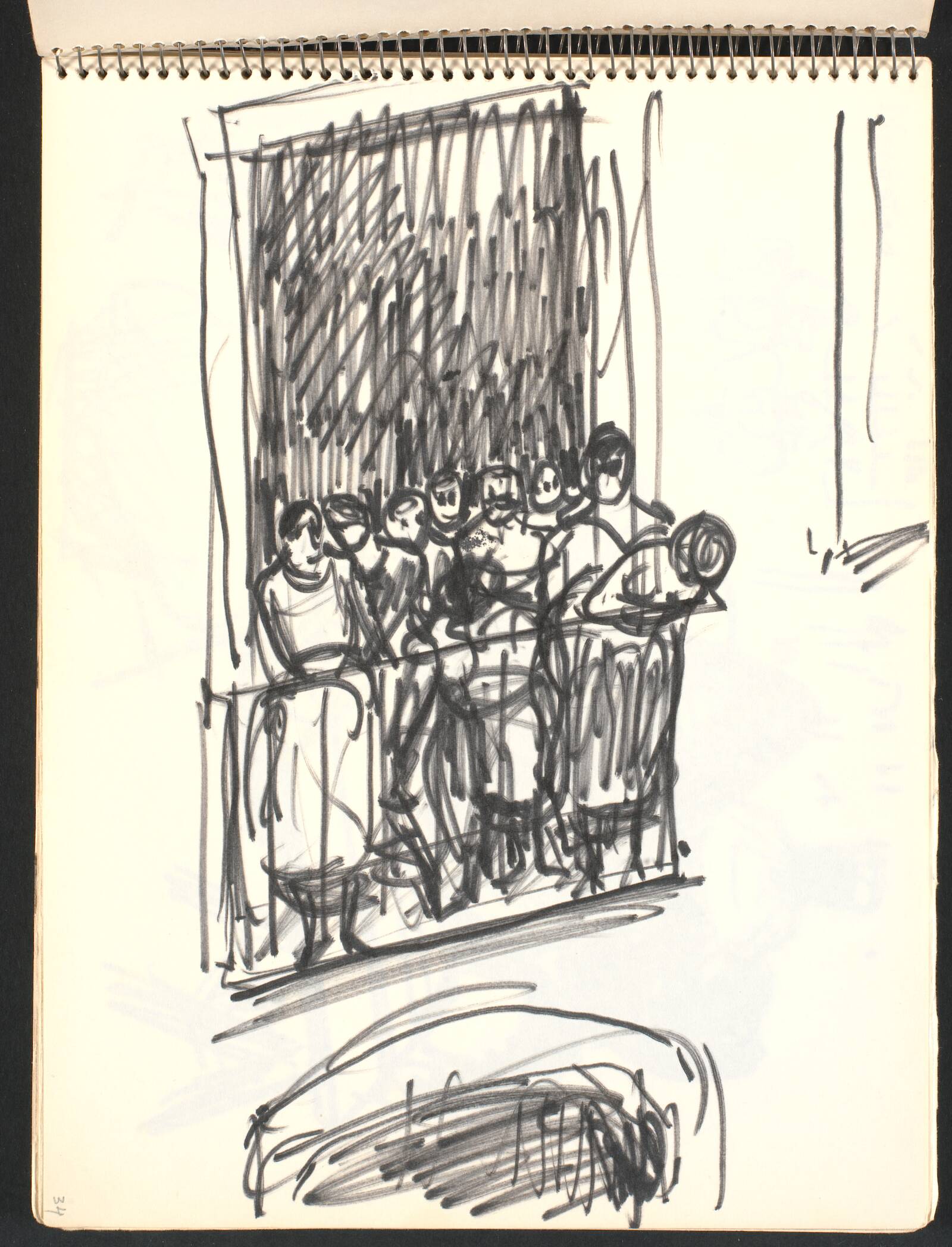 Balkon med en mængde kvinder, Gottfred Eickhoff, 1952