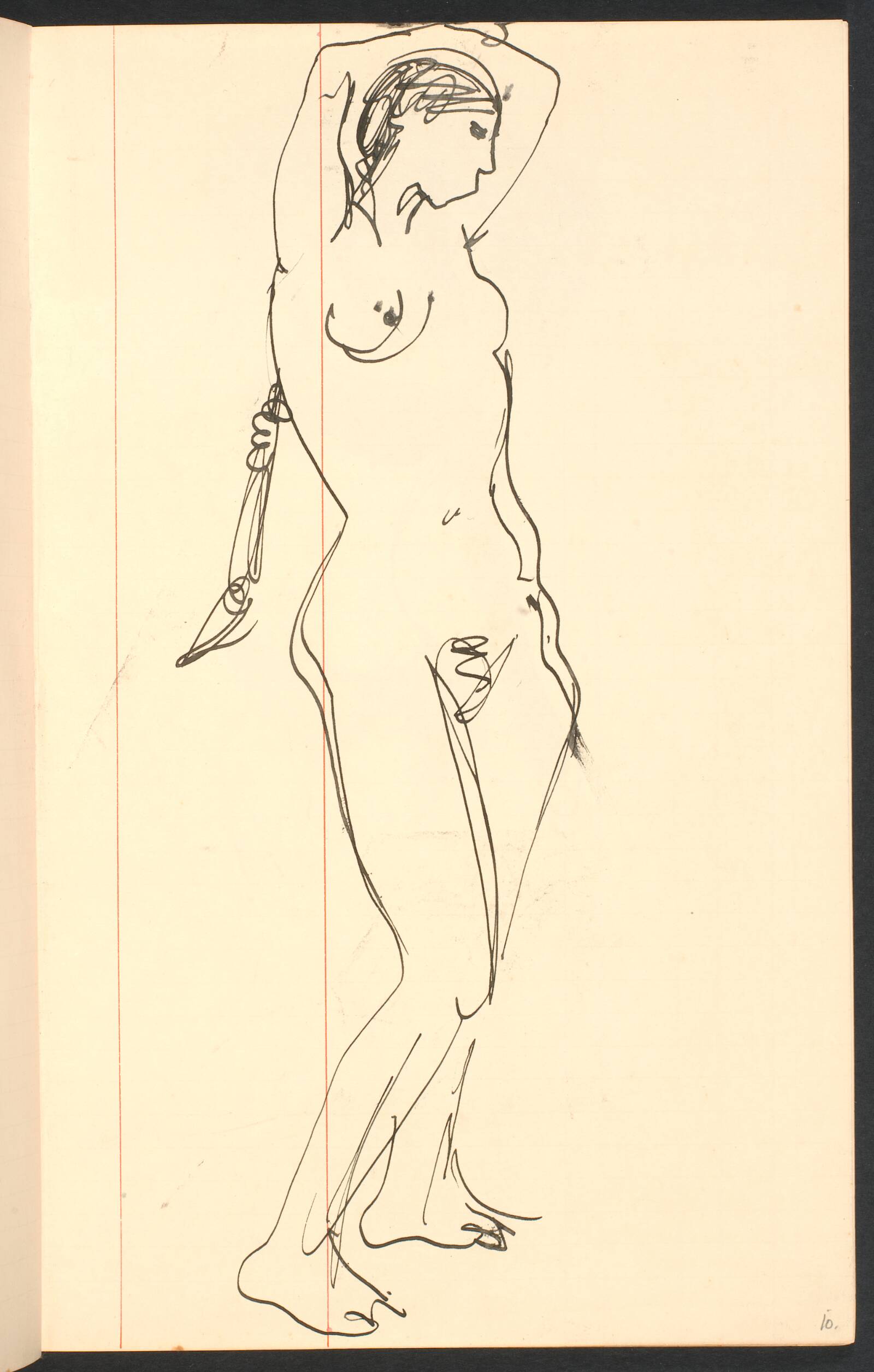 Stående, nøgen model, Gottfred Eickhoff, 1955