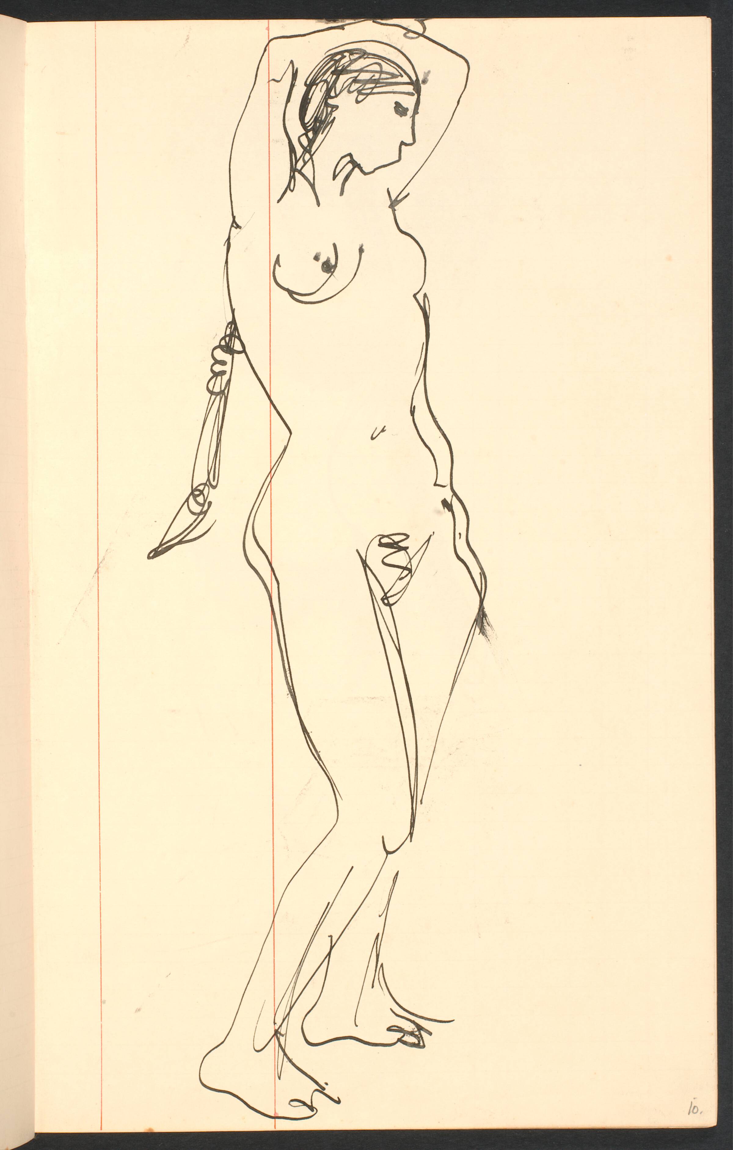 Stående, nøgen model, Gottfred Eickhoff, 1955