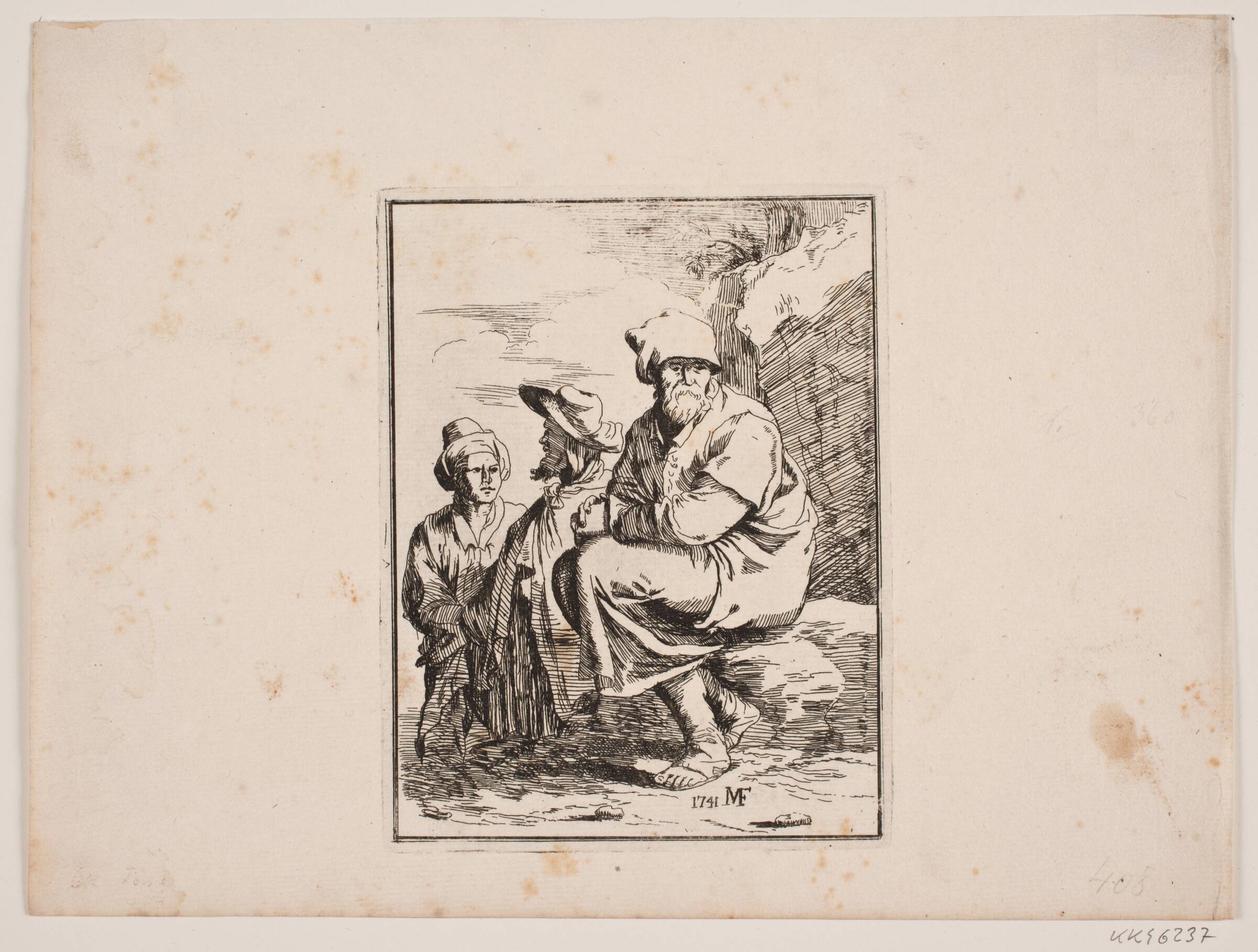 En gammel mand og to yngre, Michael Fosie, 1741