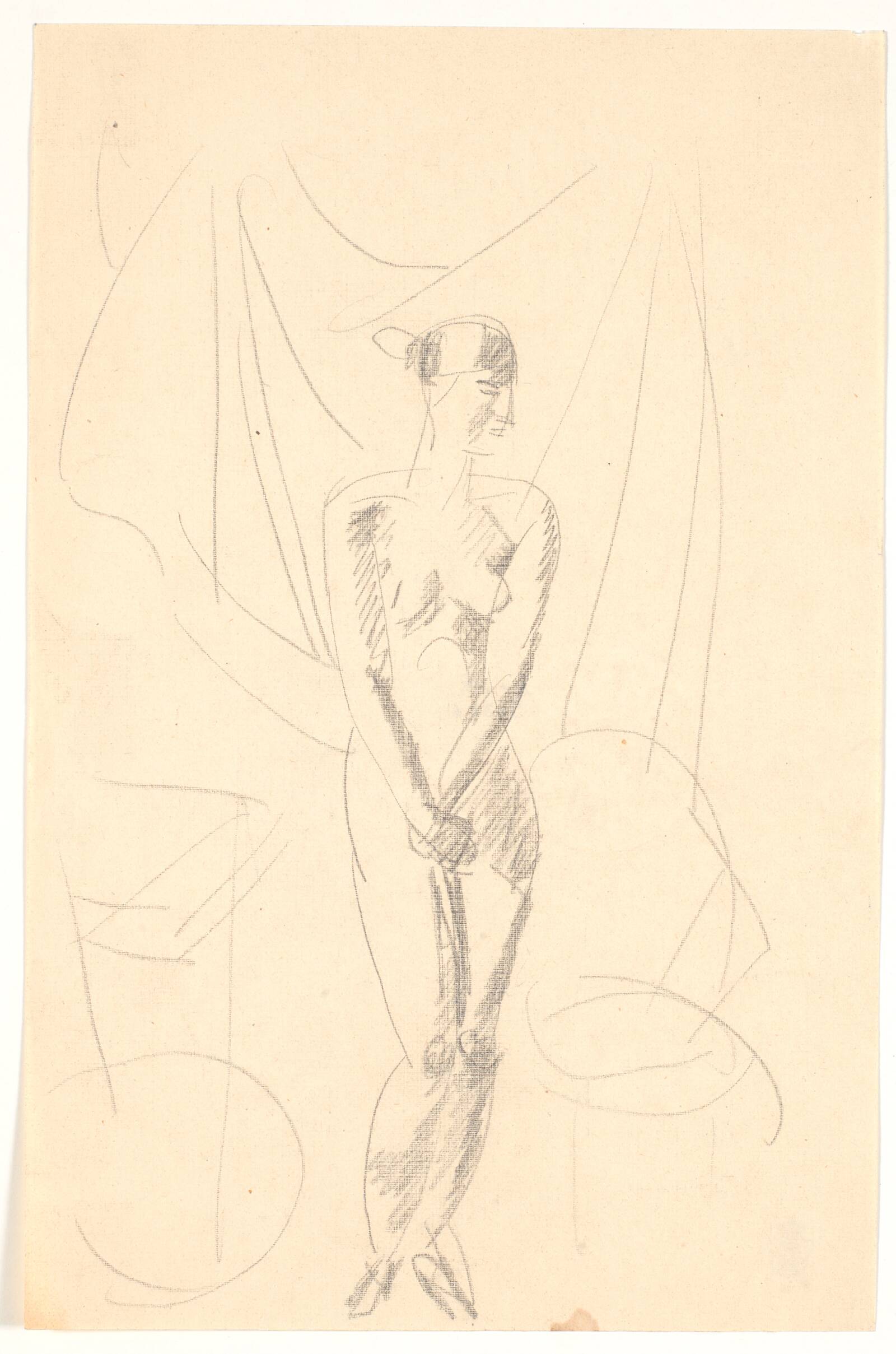 Stående nøgen kvindelig model, Isakson, Karl, 1918-1920