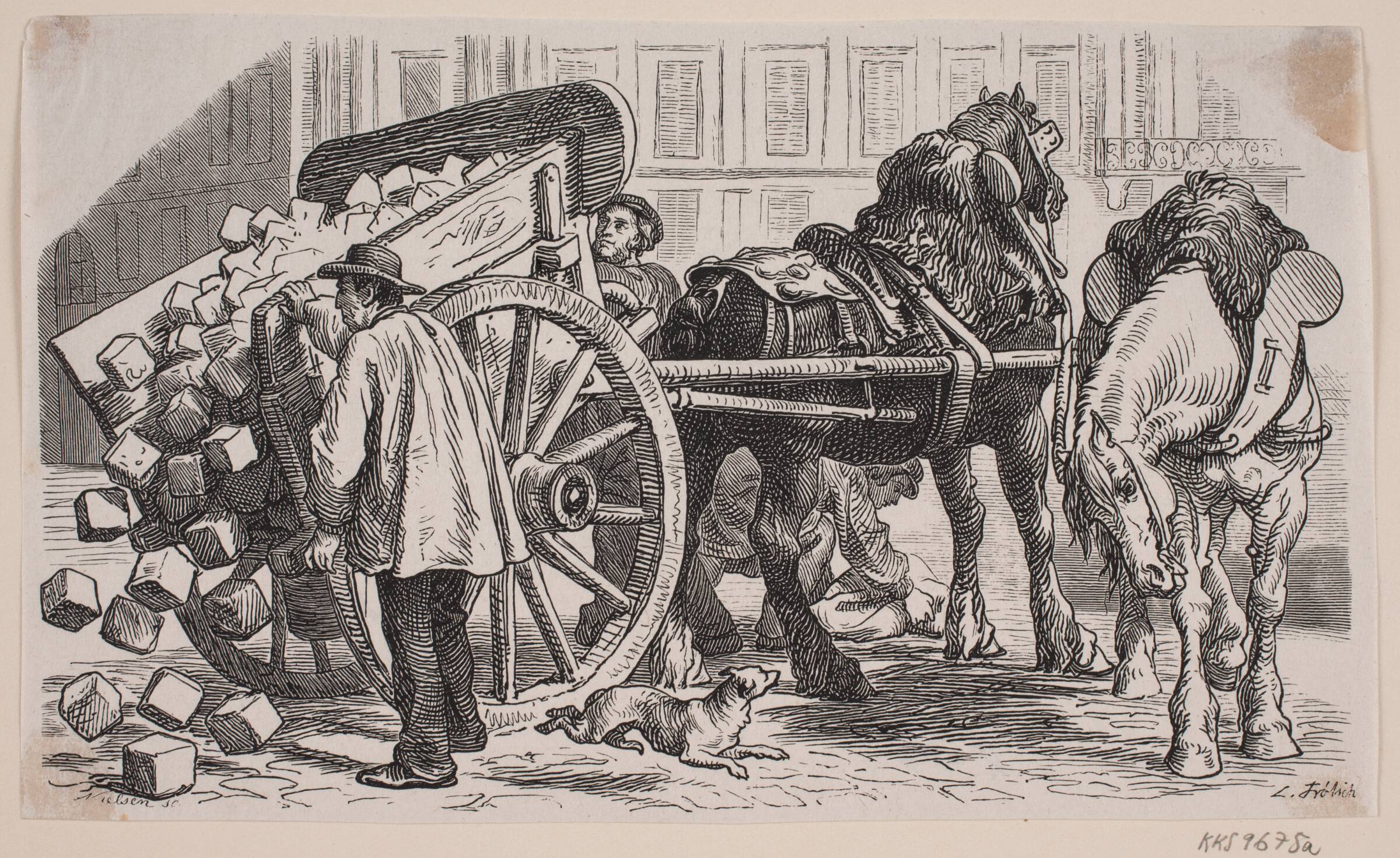Arbejdskærre i Paris, J.C. Nielsen, 1862