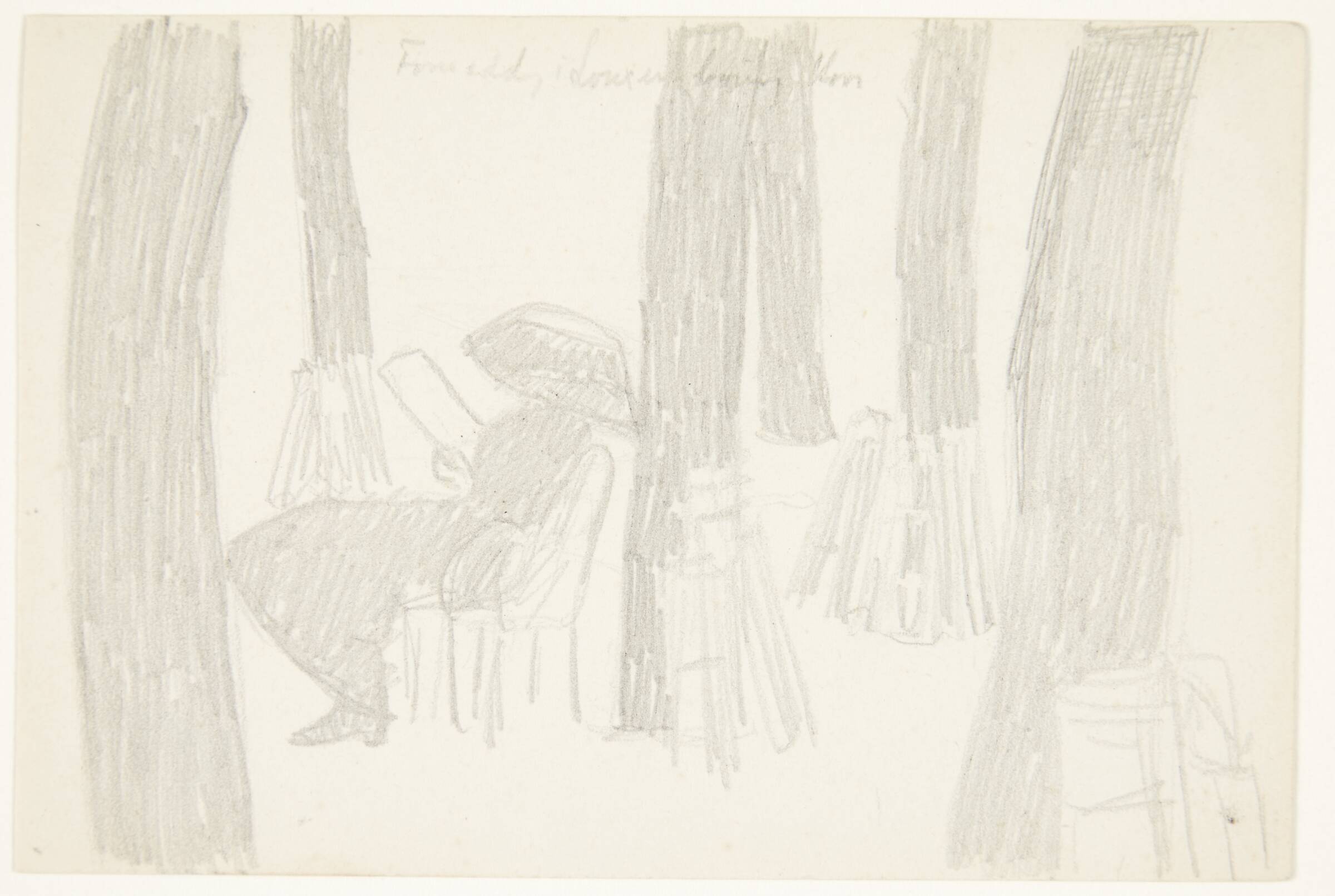 Siddende, læsende dame i Luxembourghaven, Olivia Holm-Møller, 1908