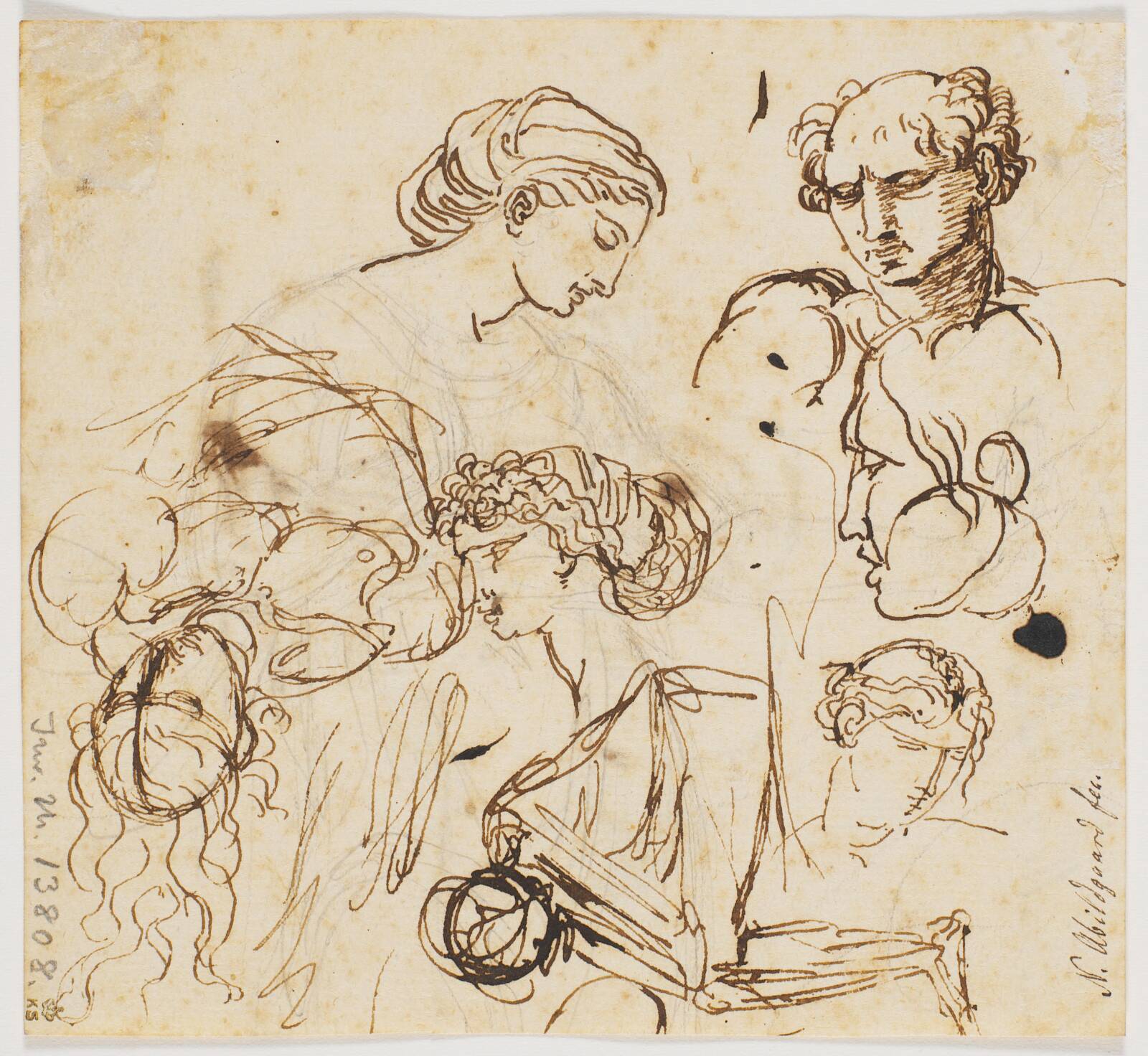 Studier af ansigter, Nicolai Abildgaard, 1743-1809