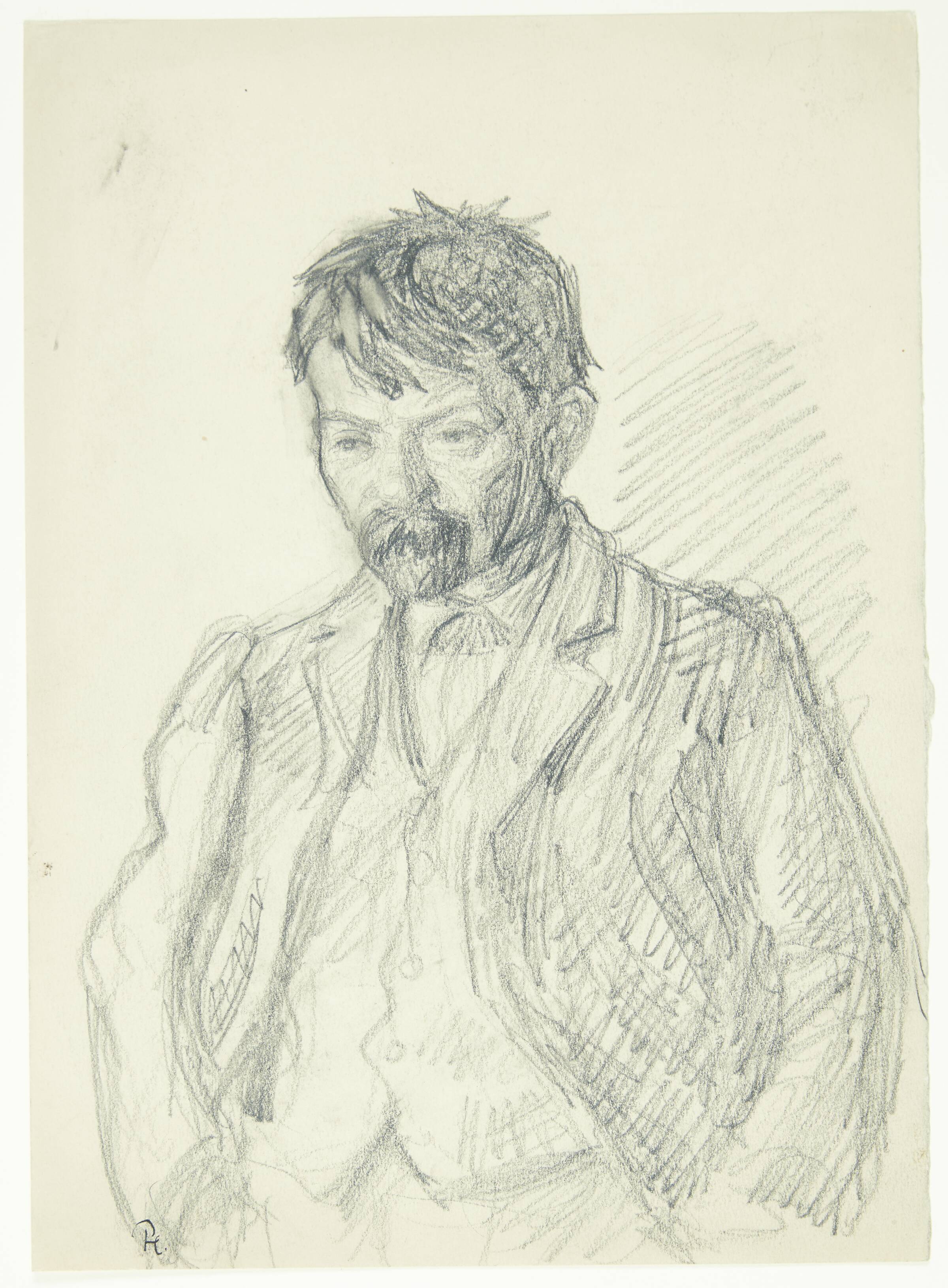 Portræt af maleren Jens Birkholm. Halvfigur, Peter Hansen, 1908-1912