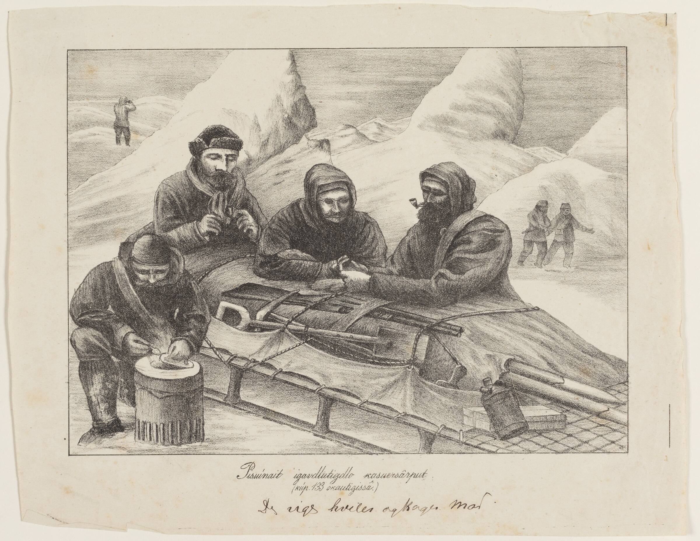 Slæderejsende, der holder hvil ("Pisuímait igardlutigdlo Kasuersârput"), Lars Møller, 1878-1879
