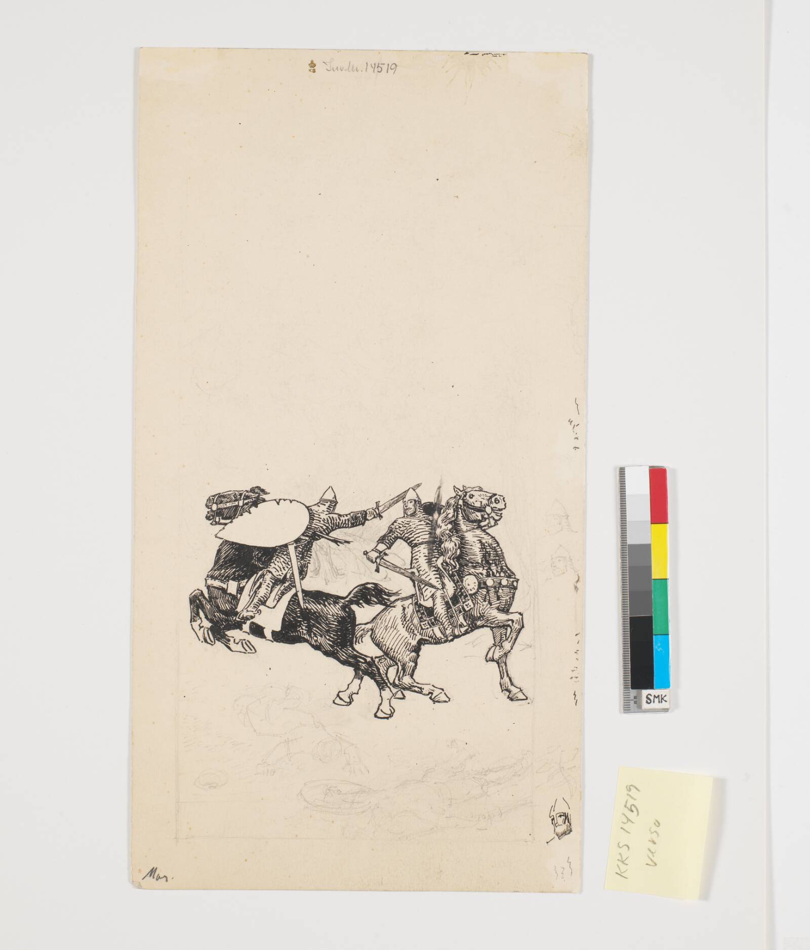 Studie til samme motiv som recto, Niels Skovgaard, 1896