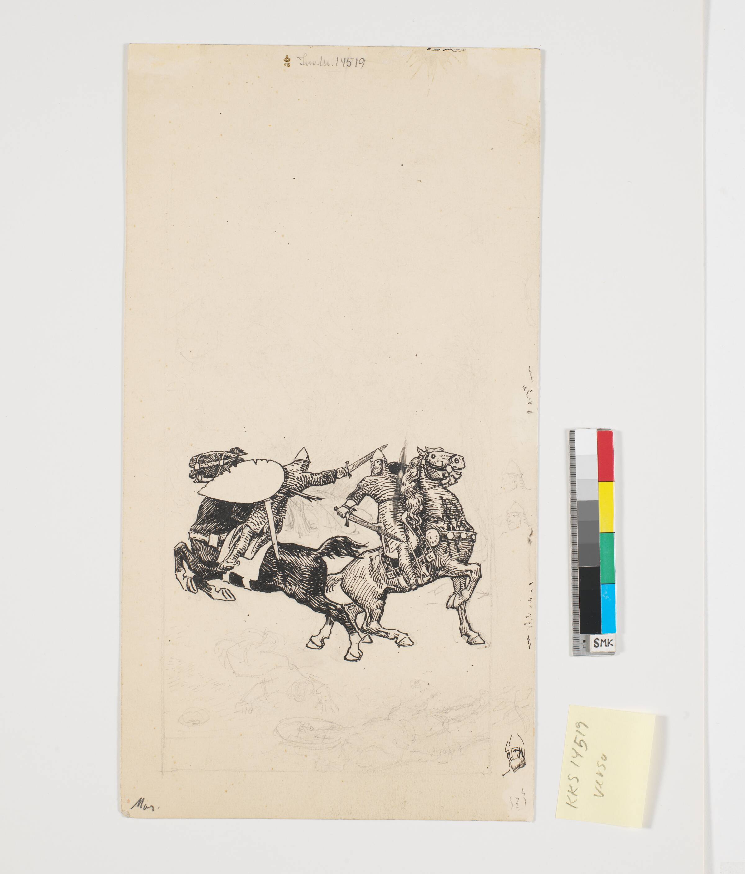 Studie til samme motiv som recto, Niels Skovgaard, 1896
