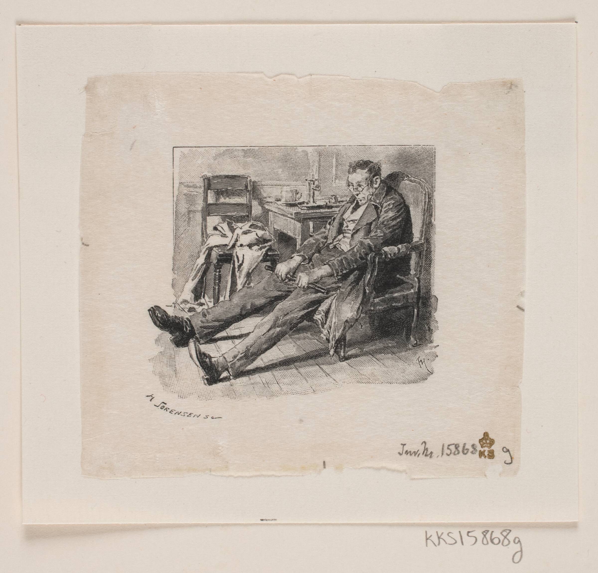 Prøvetryk til illustration til P. M. Møller: "En dansk students eventyr", Henrik Arnold Hamilkar Sørensen, 1884-1897