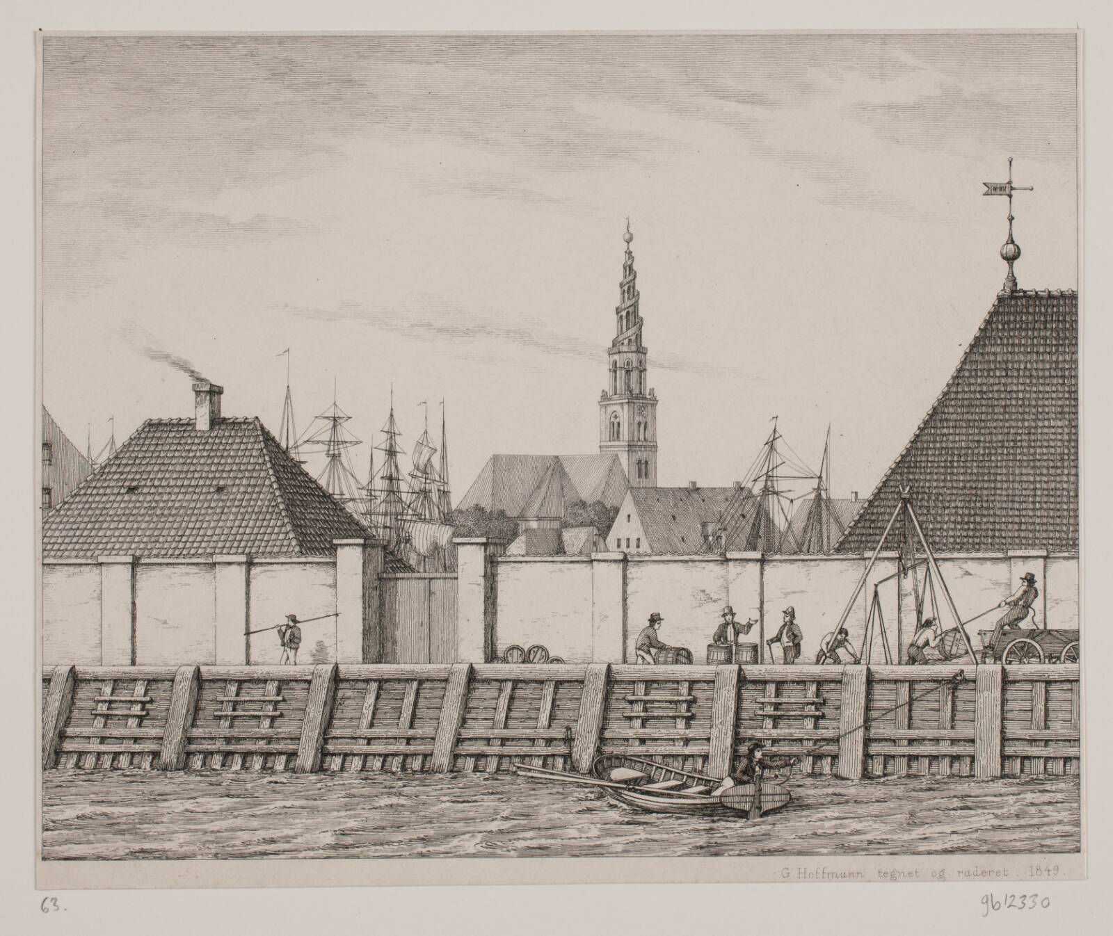 Nyhavn. Charlottenborg-siden, Georg Hoffmann, 1849