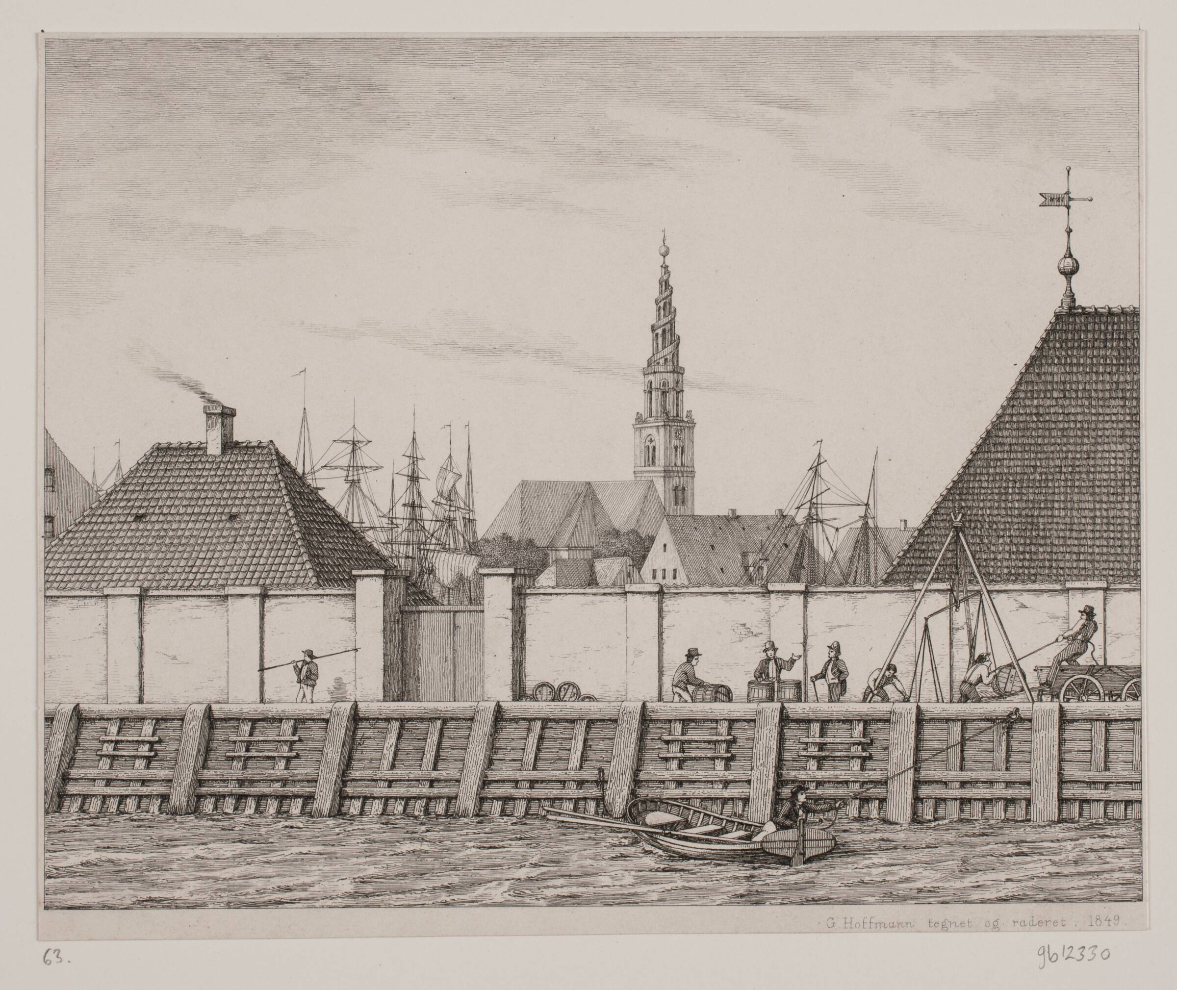 Nyhavn. Charlottenborg-siden, Georg Hoffmann, 1849