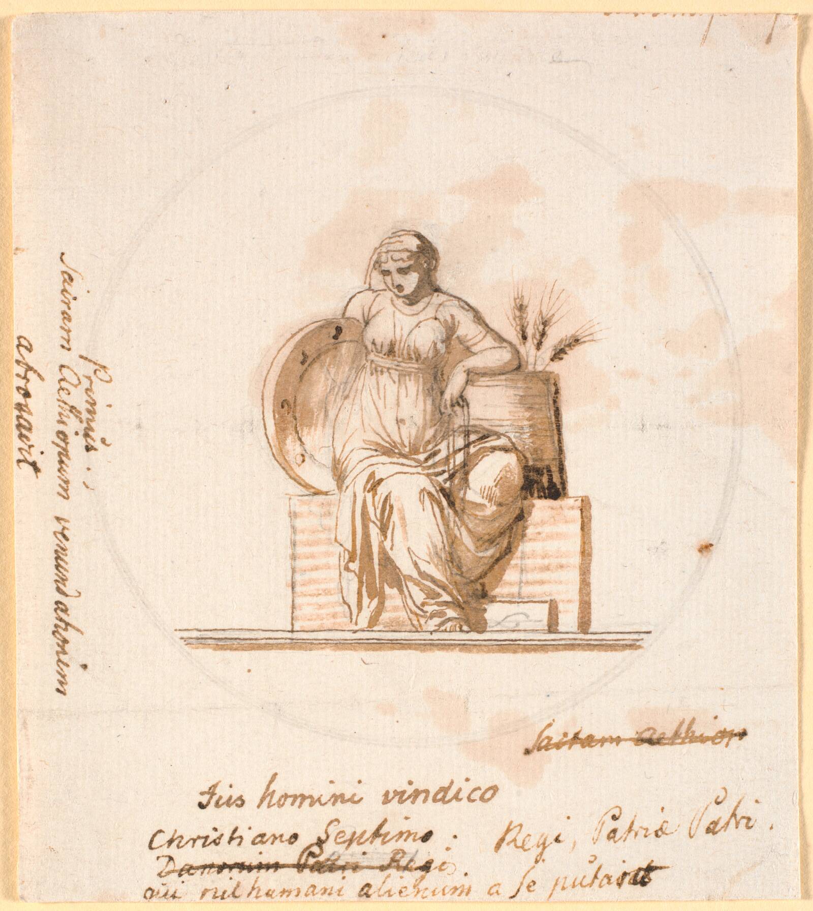 Siddende allegorisk kvindefigur, Nicolai Abildgaard, 1790-1793