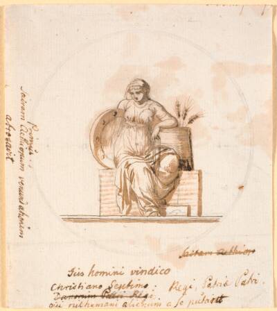 Siddende allegorisk kvindefigur