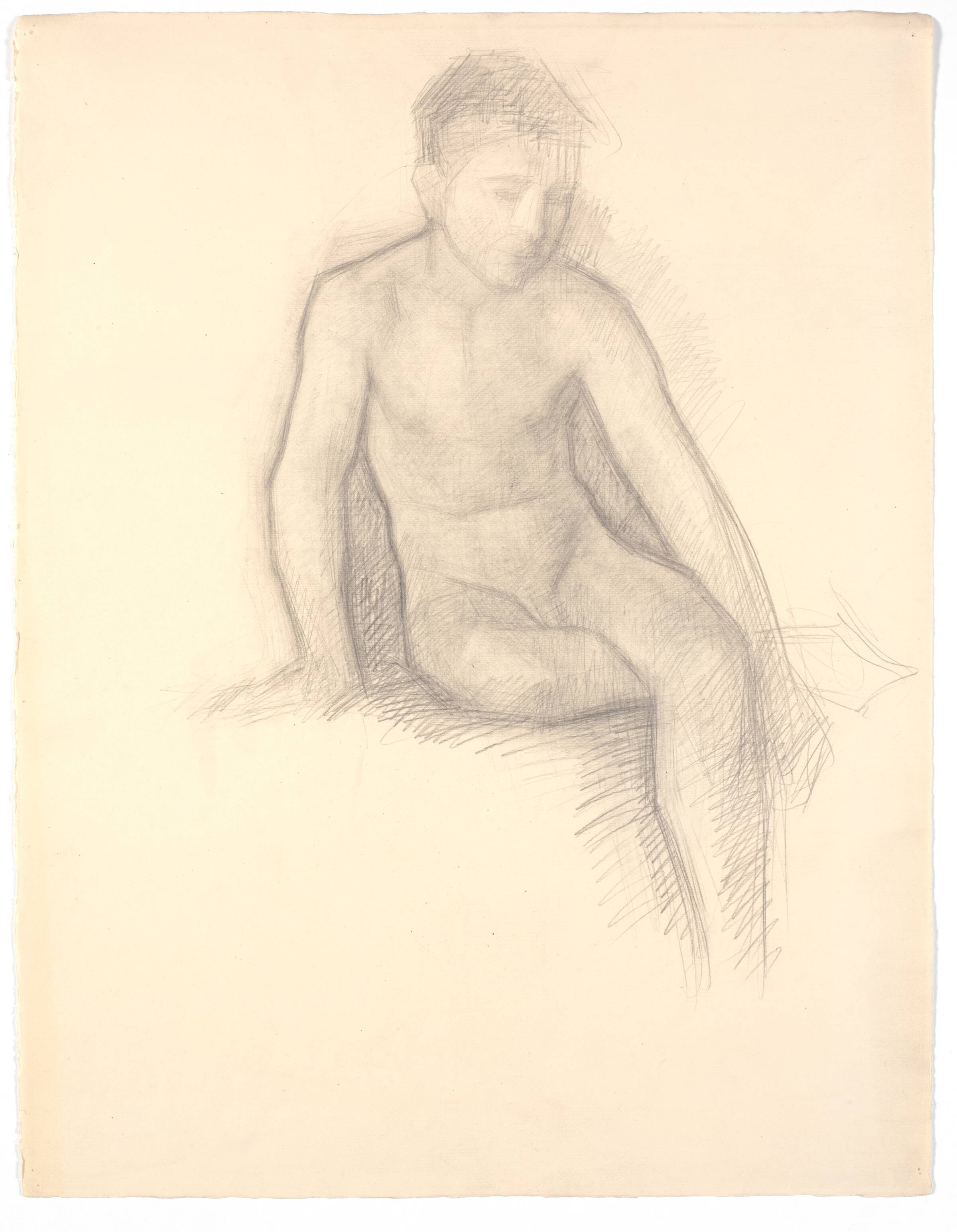 Siddende nøgen dreng, Svend Hammershøi, 1906-1909