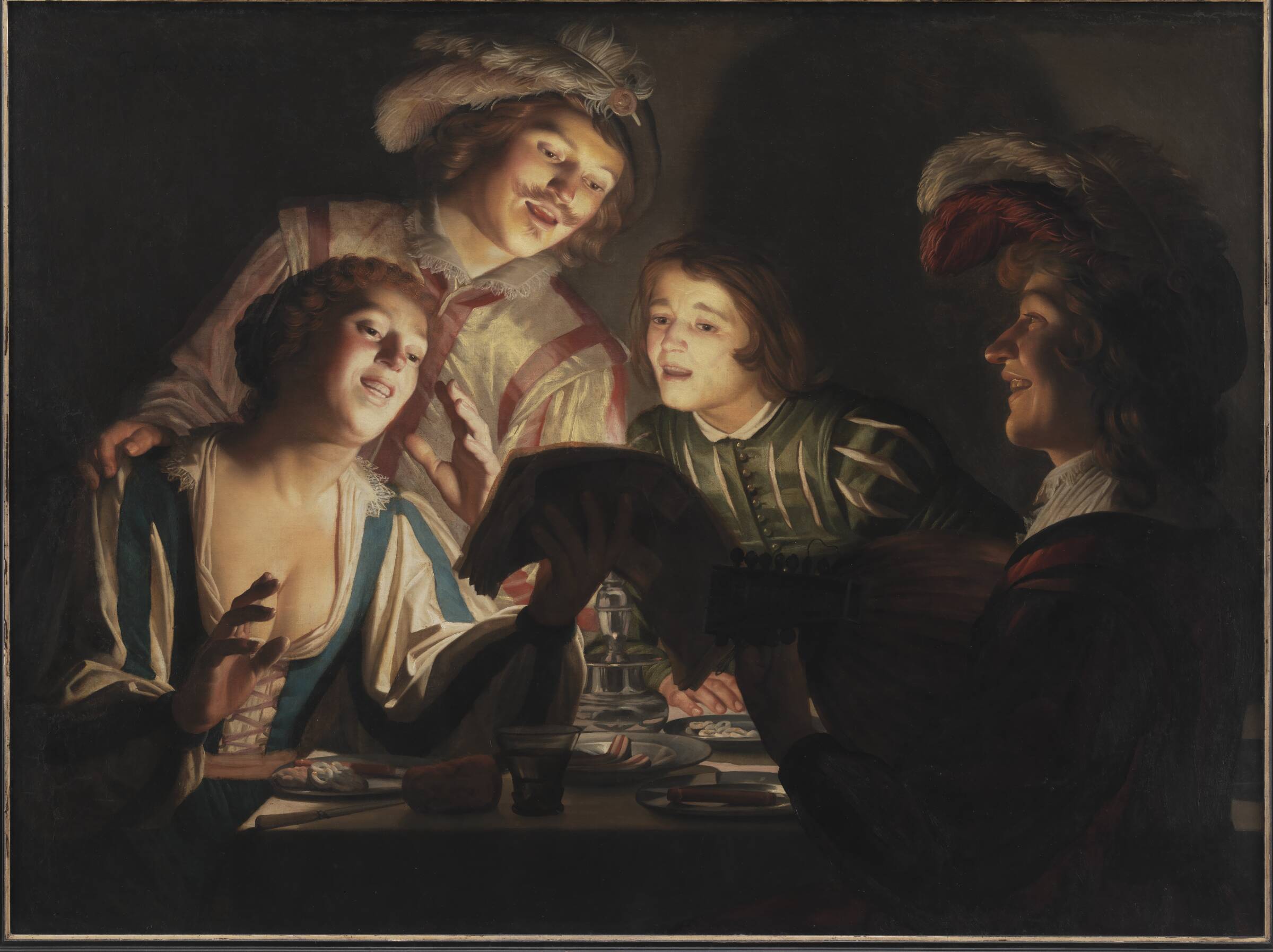 Musiceren ved levende lys, Gerard van Honthorst, 1623