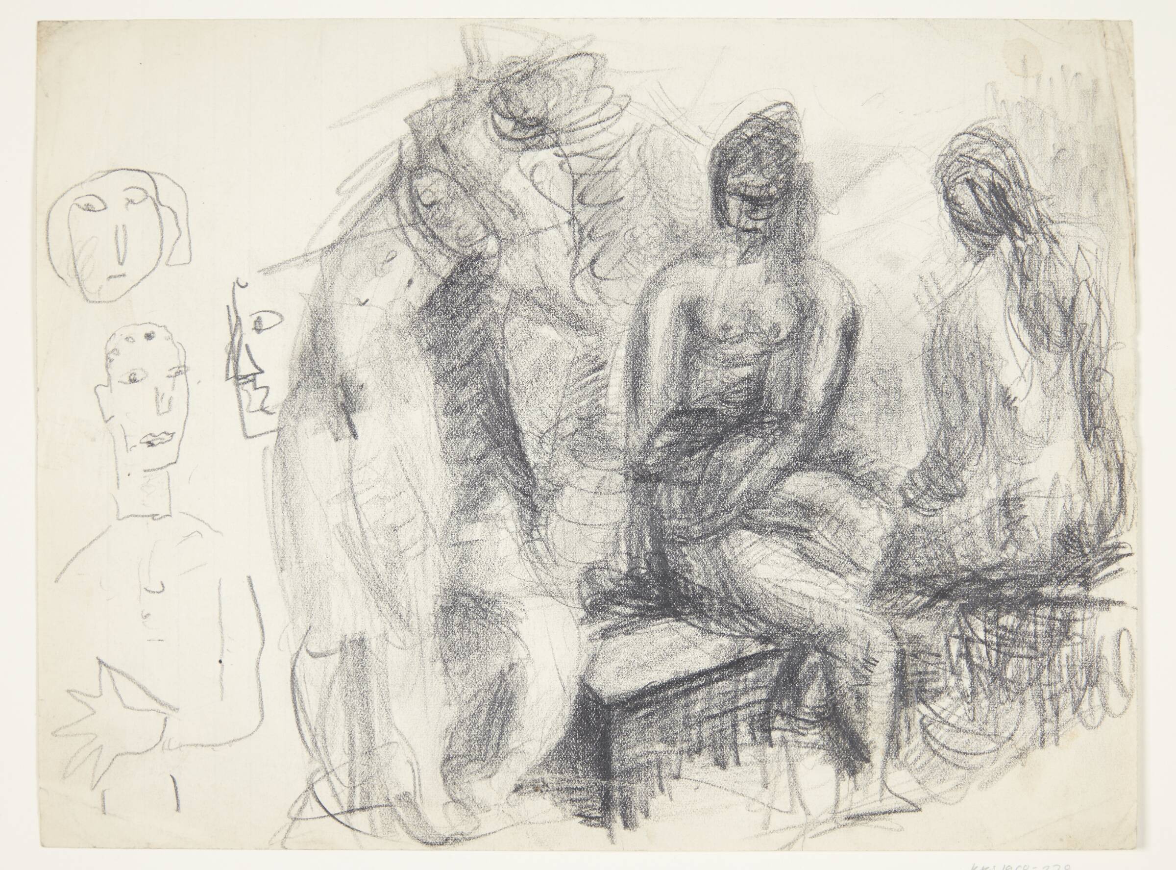 To siddende og en stående kvindefigur, Ebba Carstensen, 1900-1967