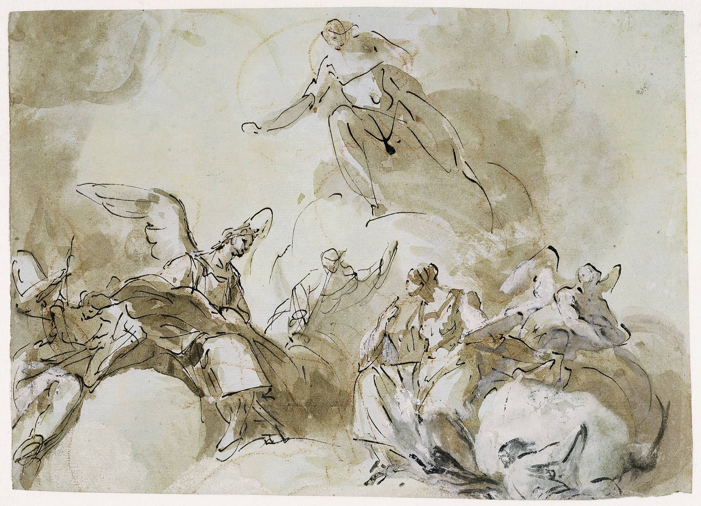 Christus blandt engle i skyerne, Domenico Mondo, 1717-1806
