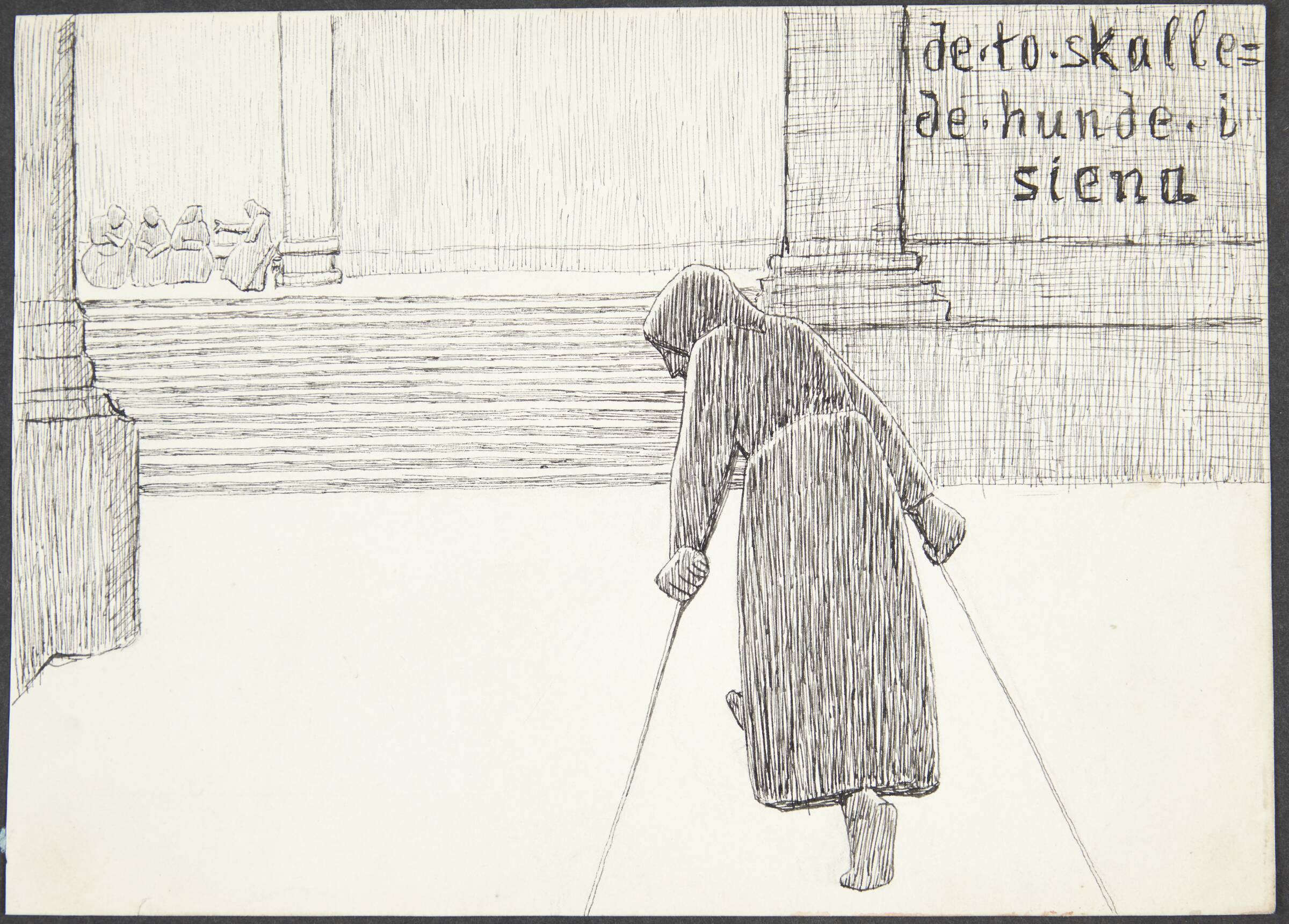 Rygvendt, gående figur med krykker, Olivia Holm-Møller, 1907