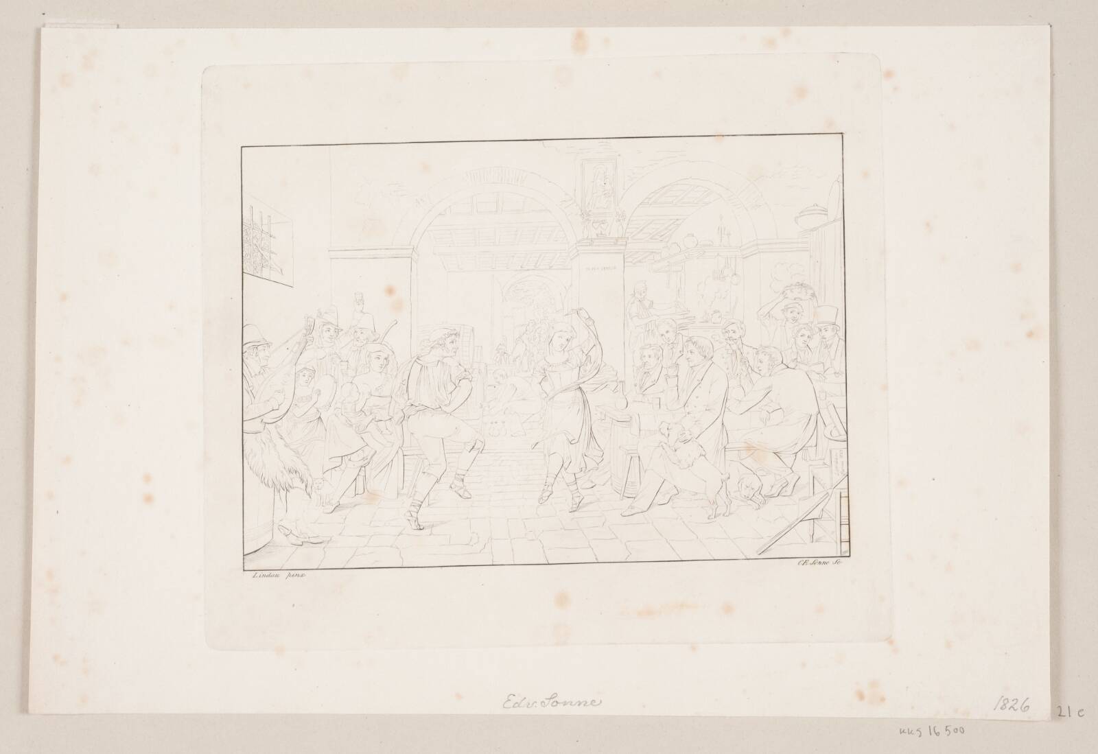 Dans i et osteri, Edvard Sonne, 1827