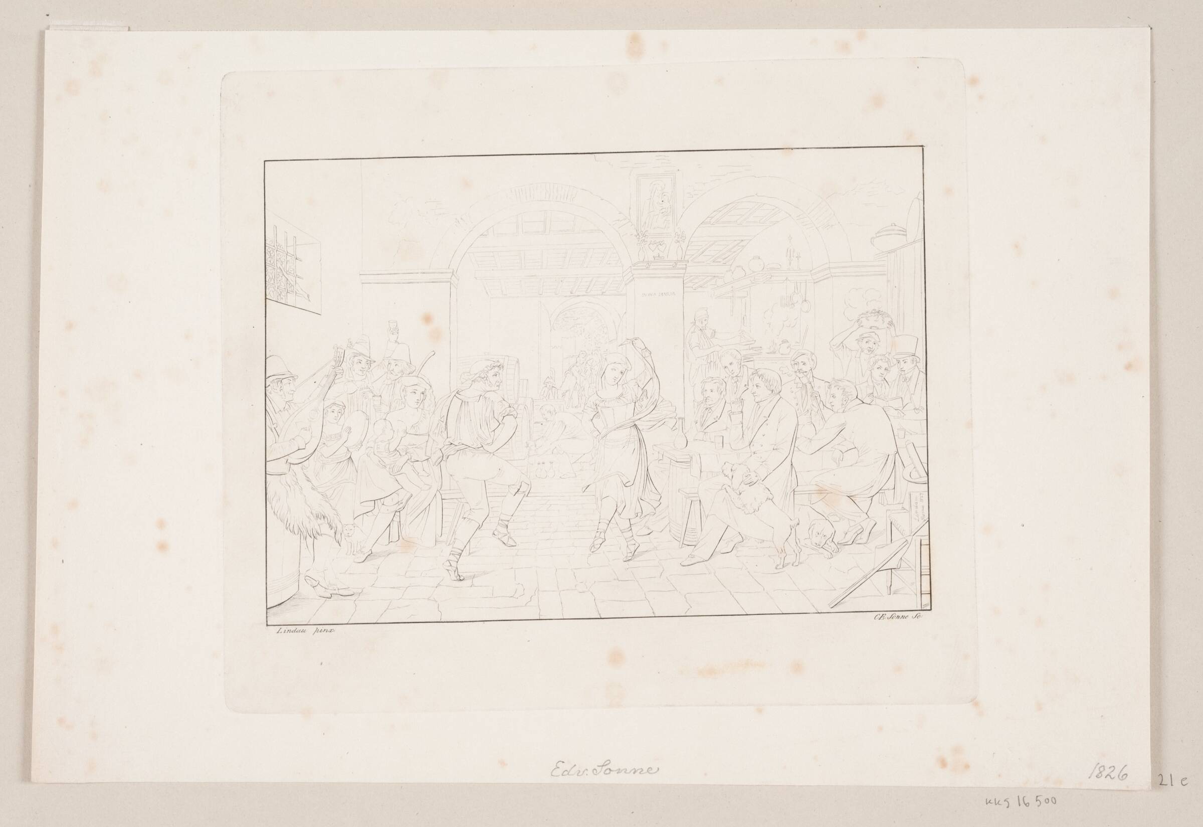 Dans i et osteri, Edvard Sonne, 1827