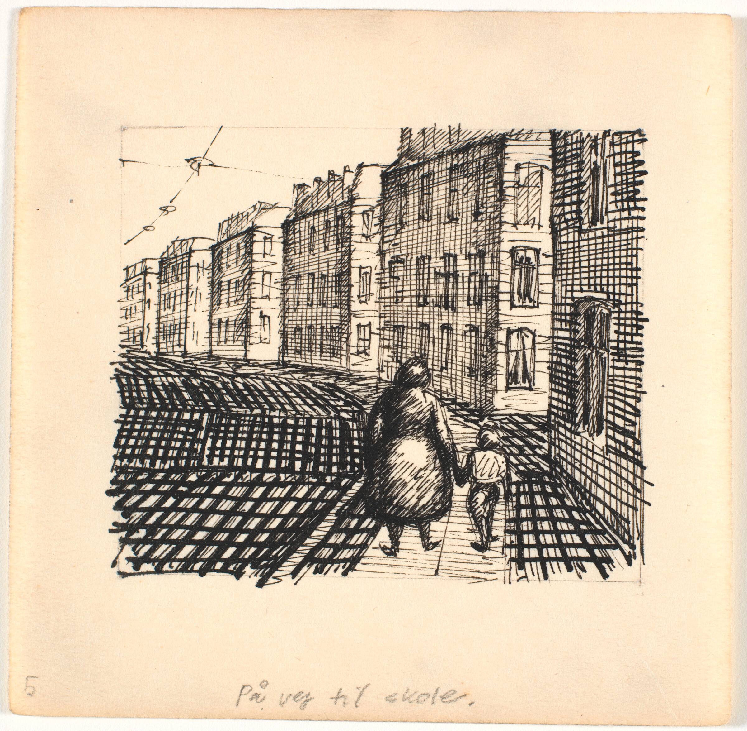 På vej til skole, Palle Nielsen, 1949