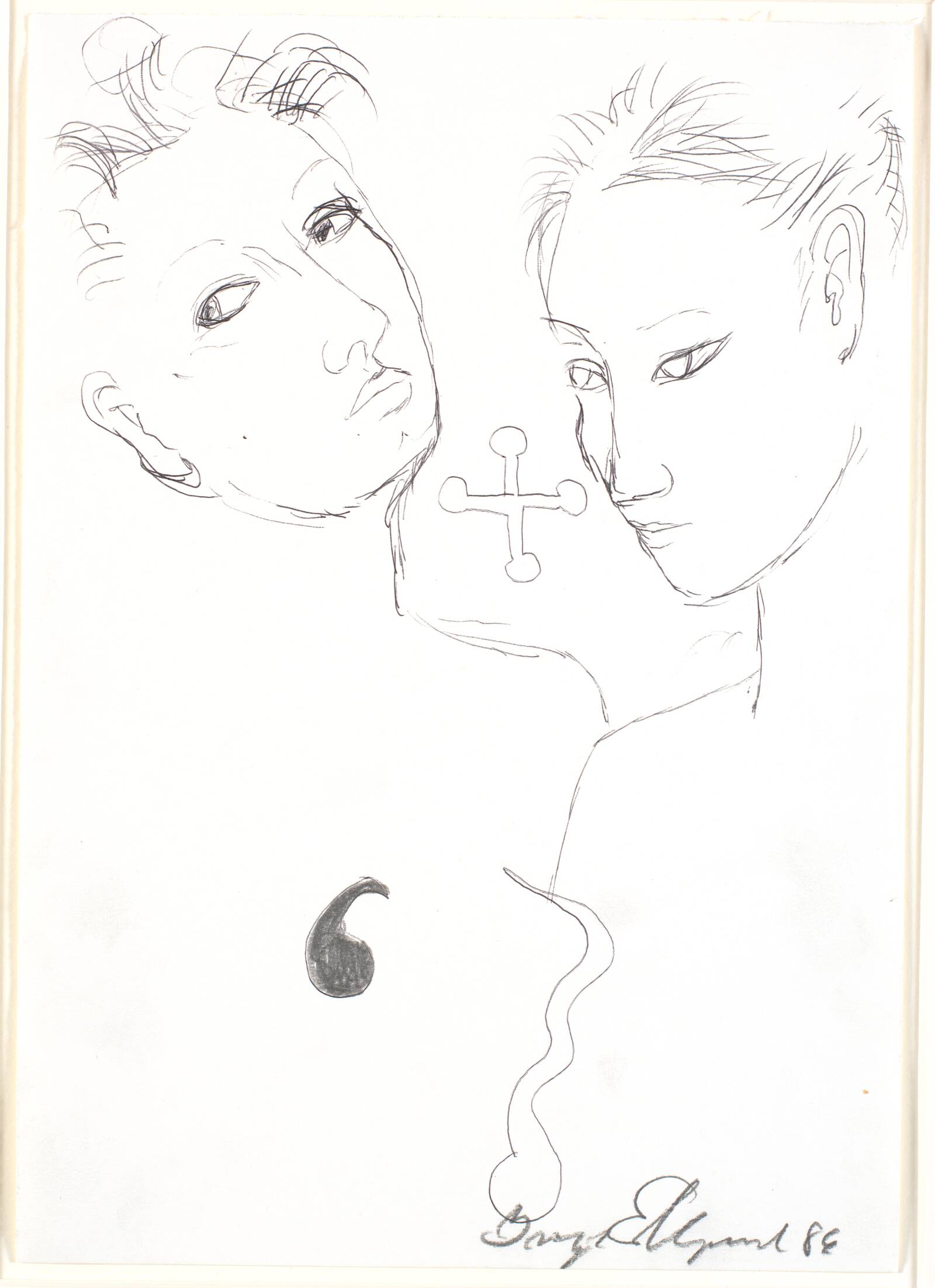 Tegning, Inge Ellegaard, 1986