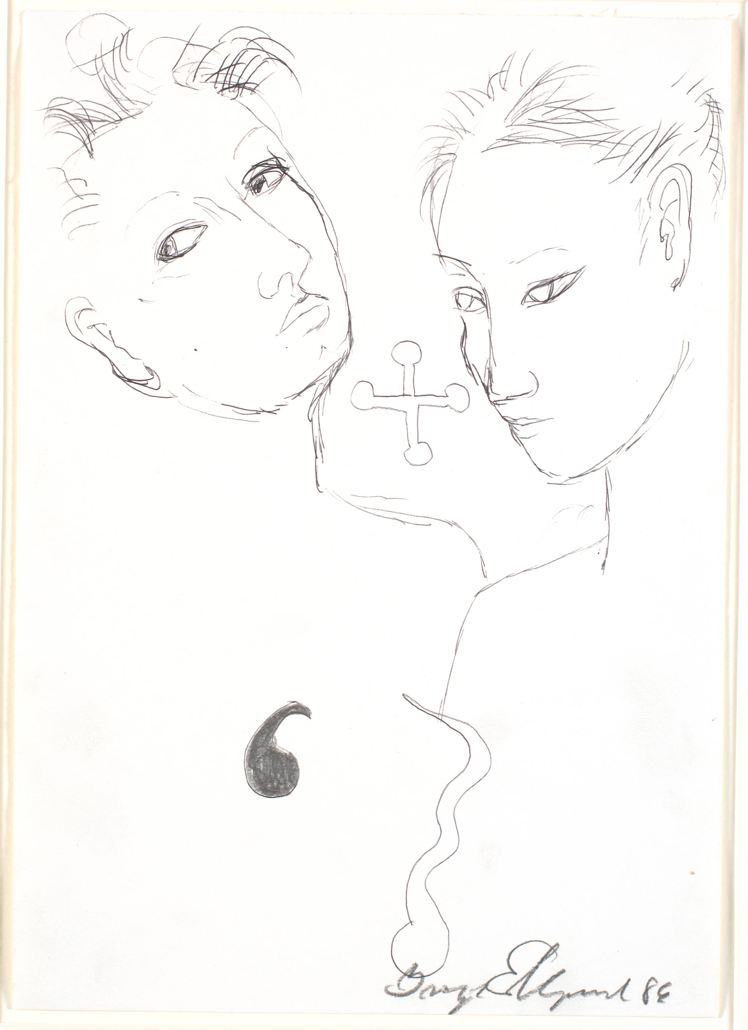 Tegning, Inge Ellegaard, 1986