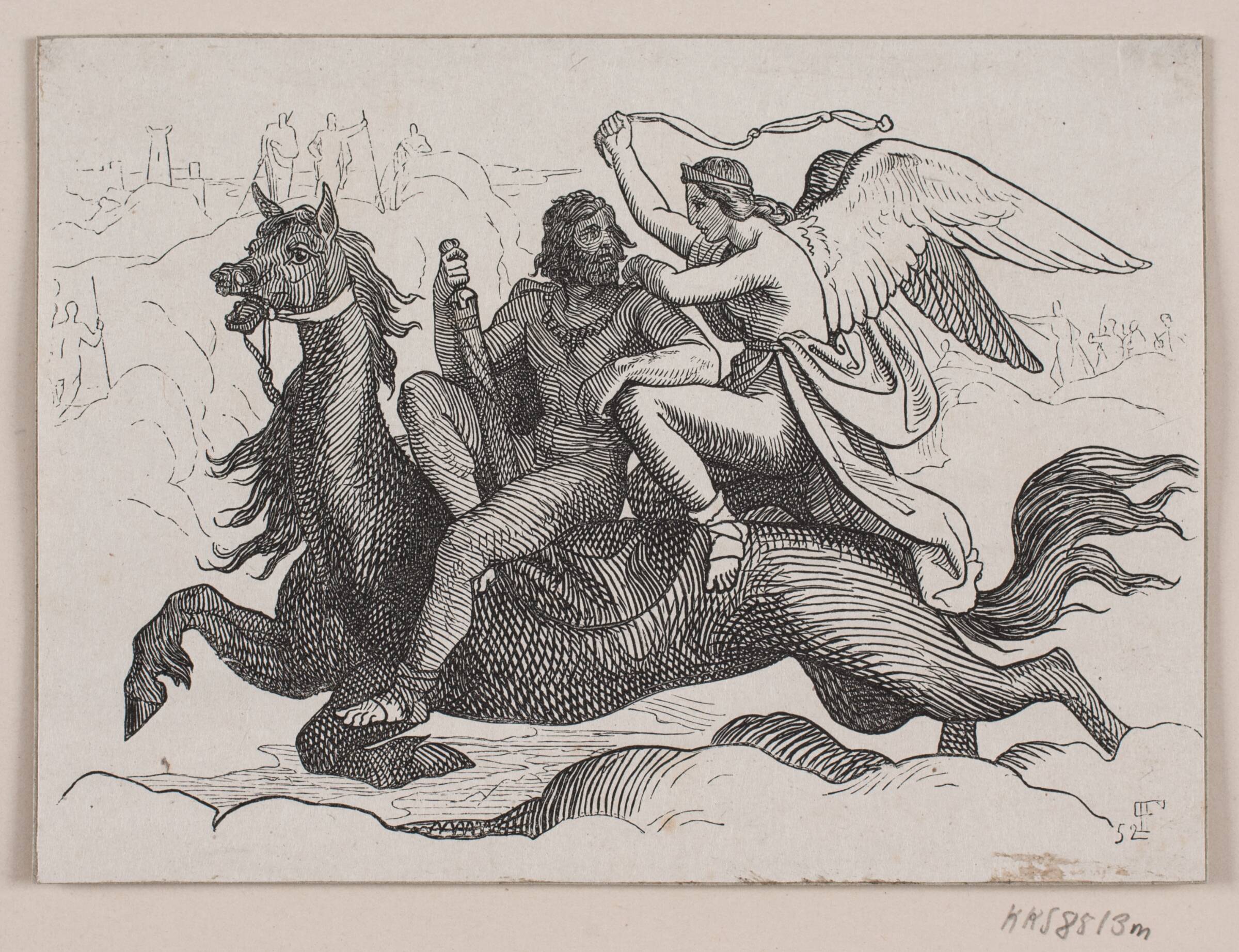 Illustration til "Arngrims sønner", Balzer Dahl, 1852