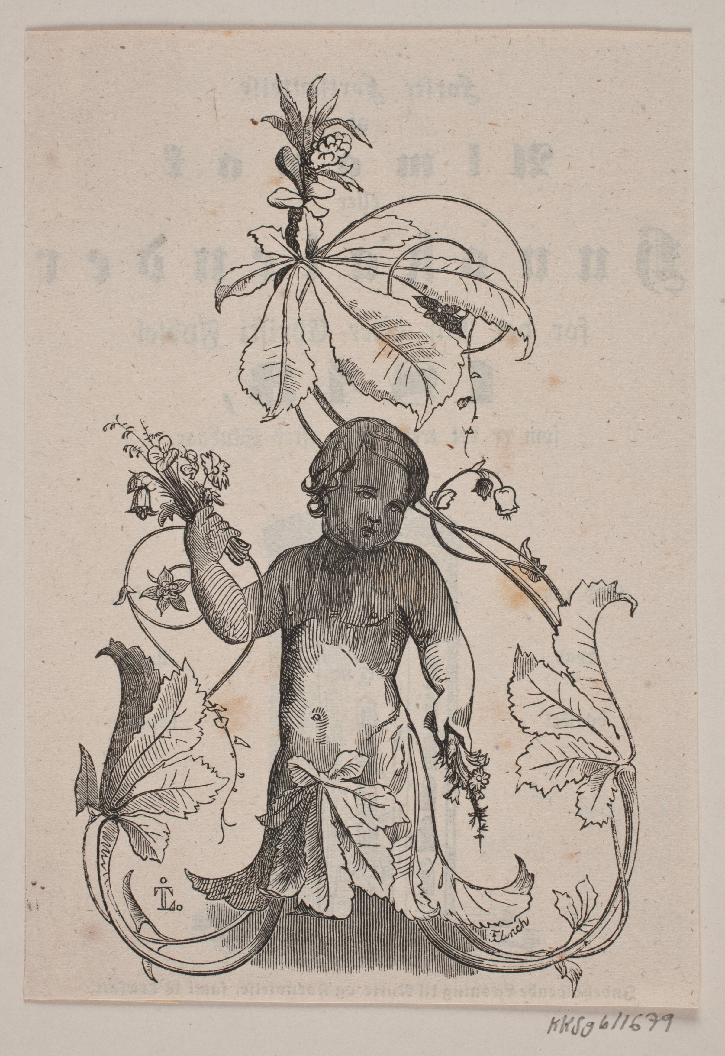 Genius med blomster i hænderne, Andreas Flinch, 1843