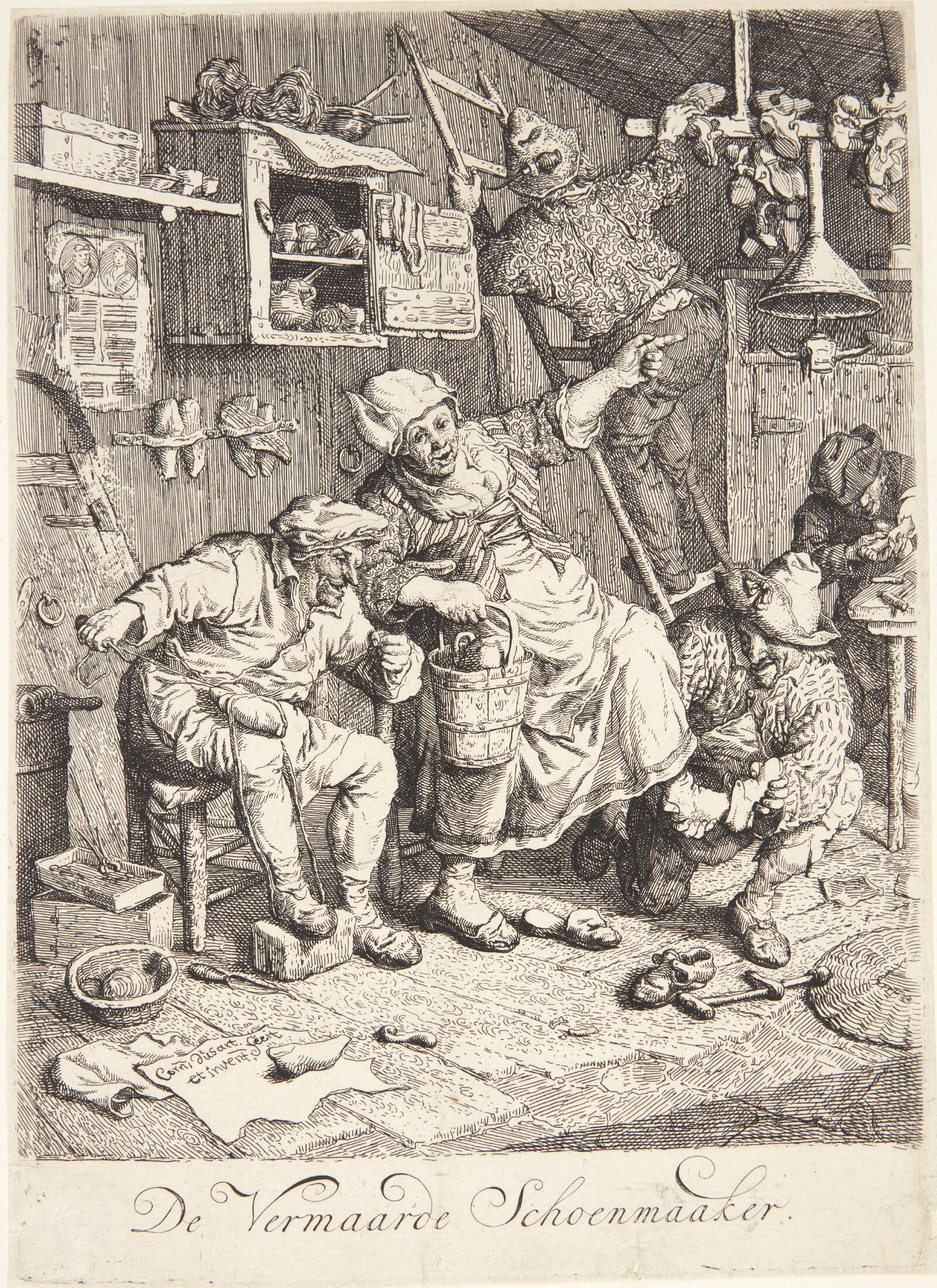 En skomager, Cornelis Dusart, 1695