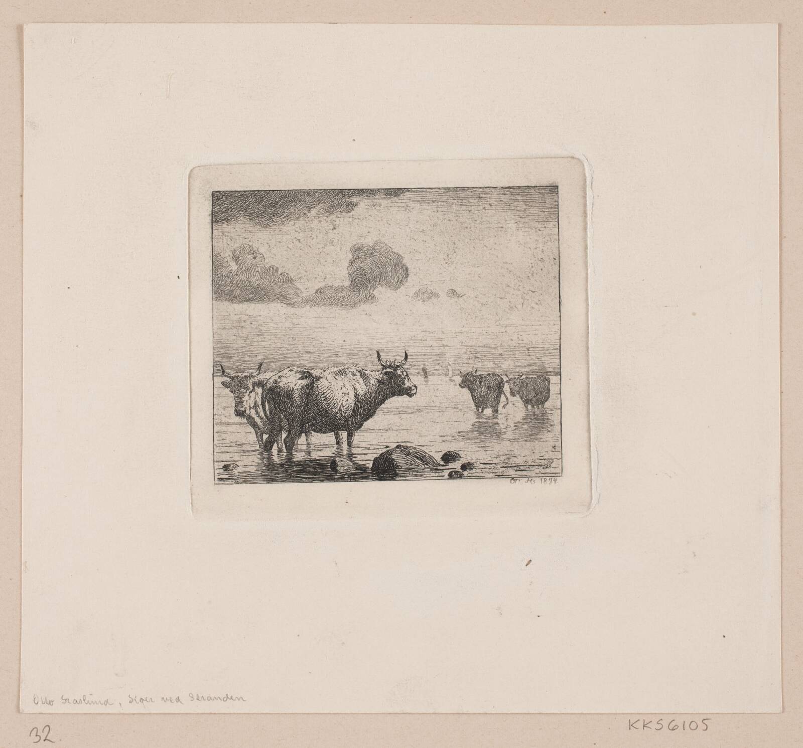Køer ved stranden, Otto Haslund, 1874