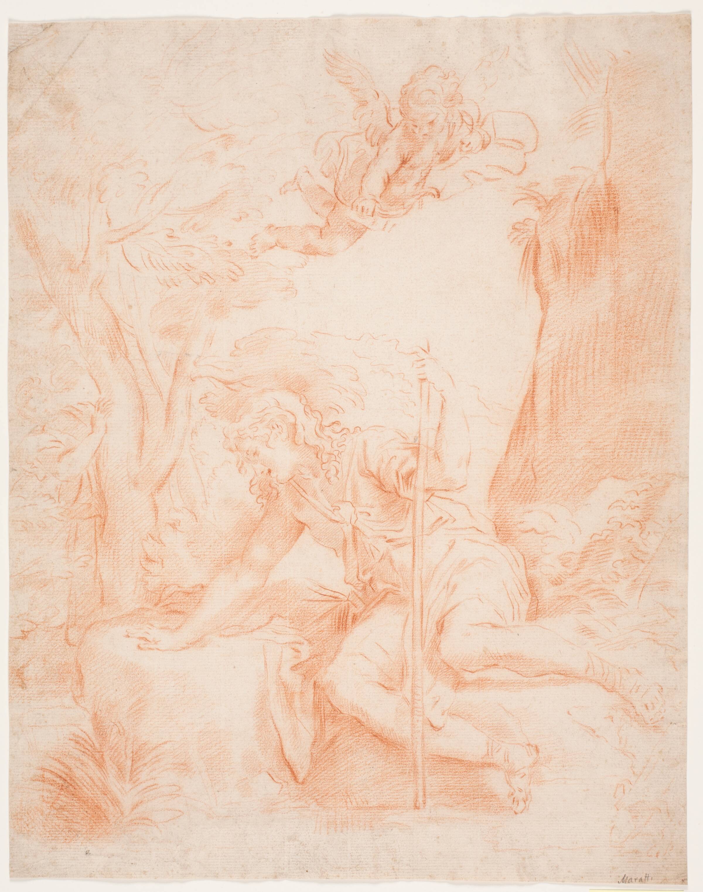 Narcissus ved kilden. (Ovid, Net.III, 415), Hendrik Krock, 1671-1738