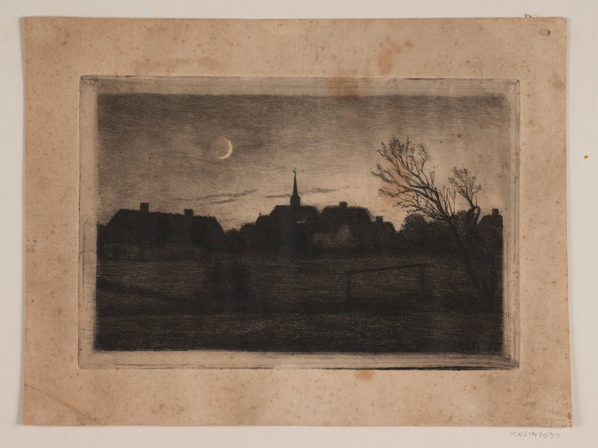 Hornbæk kirke, sommeraften, Carl Locher, 1887