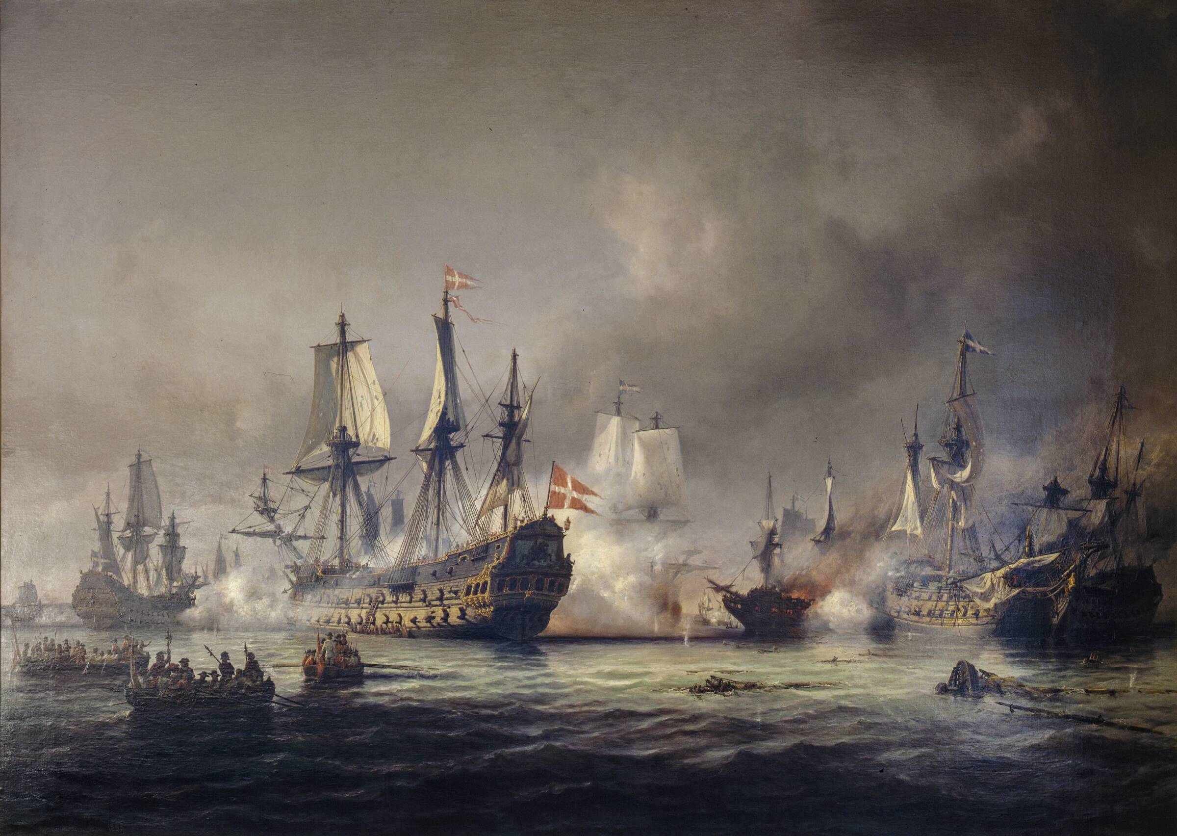 En episode af søslaget i Køge Bugt 1677, Anton Melbye, 1855