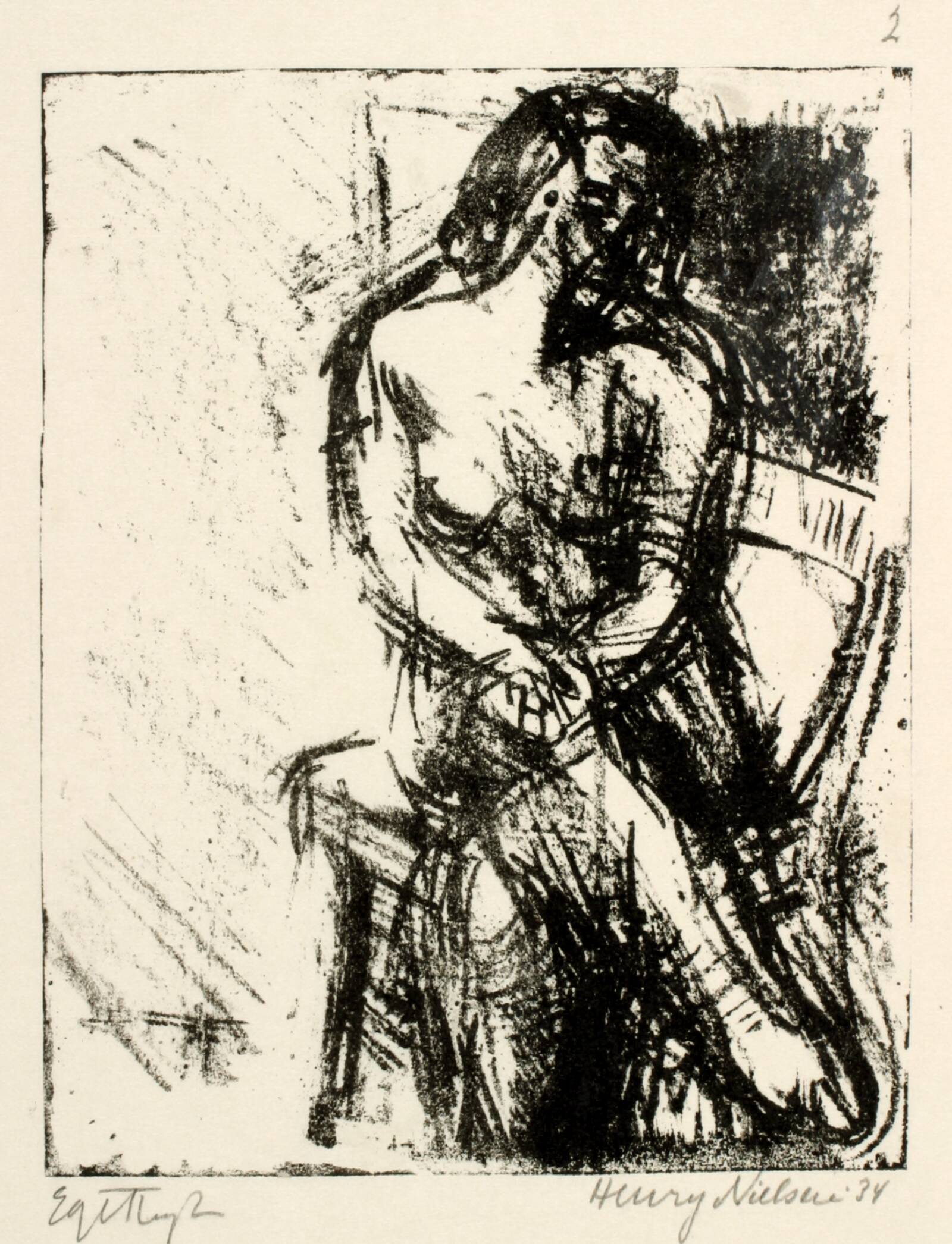 Siddende kvindelig model, Henry Nielsen, 1939