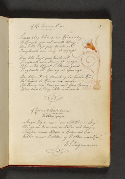 En lilje, der vokser op af et løg (stiliseret). Hertil vers. Side 3
