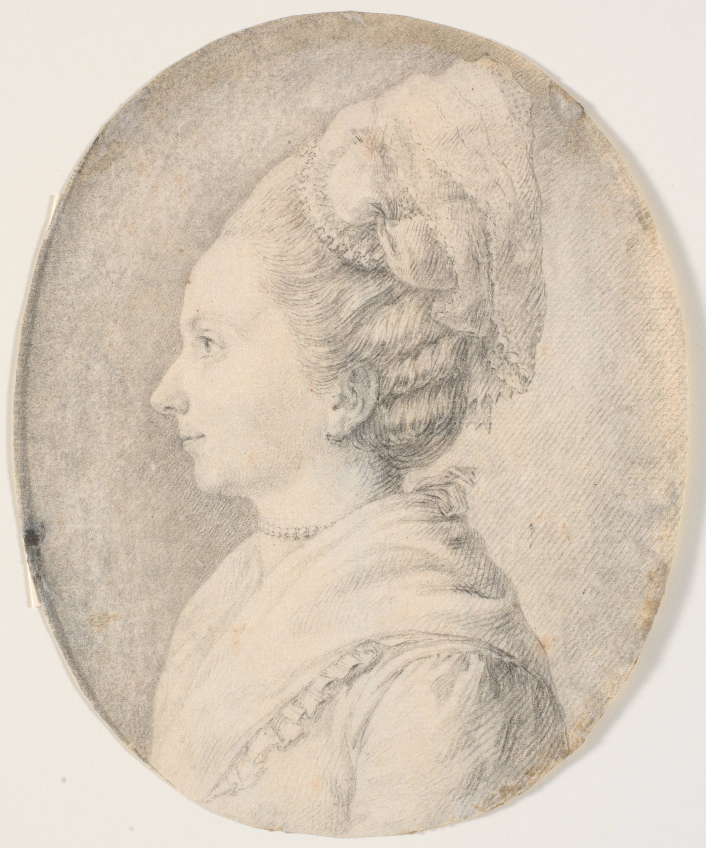 Kvindeportræt. Profil til venstre, J.F. Clemens, 1748-1831