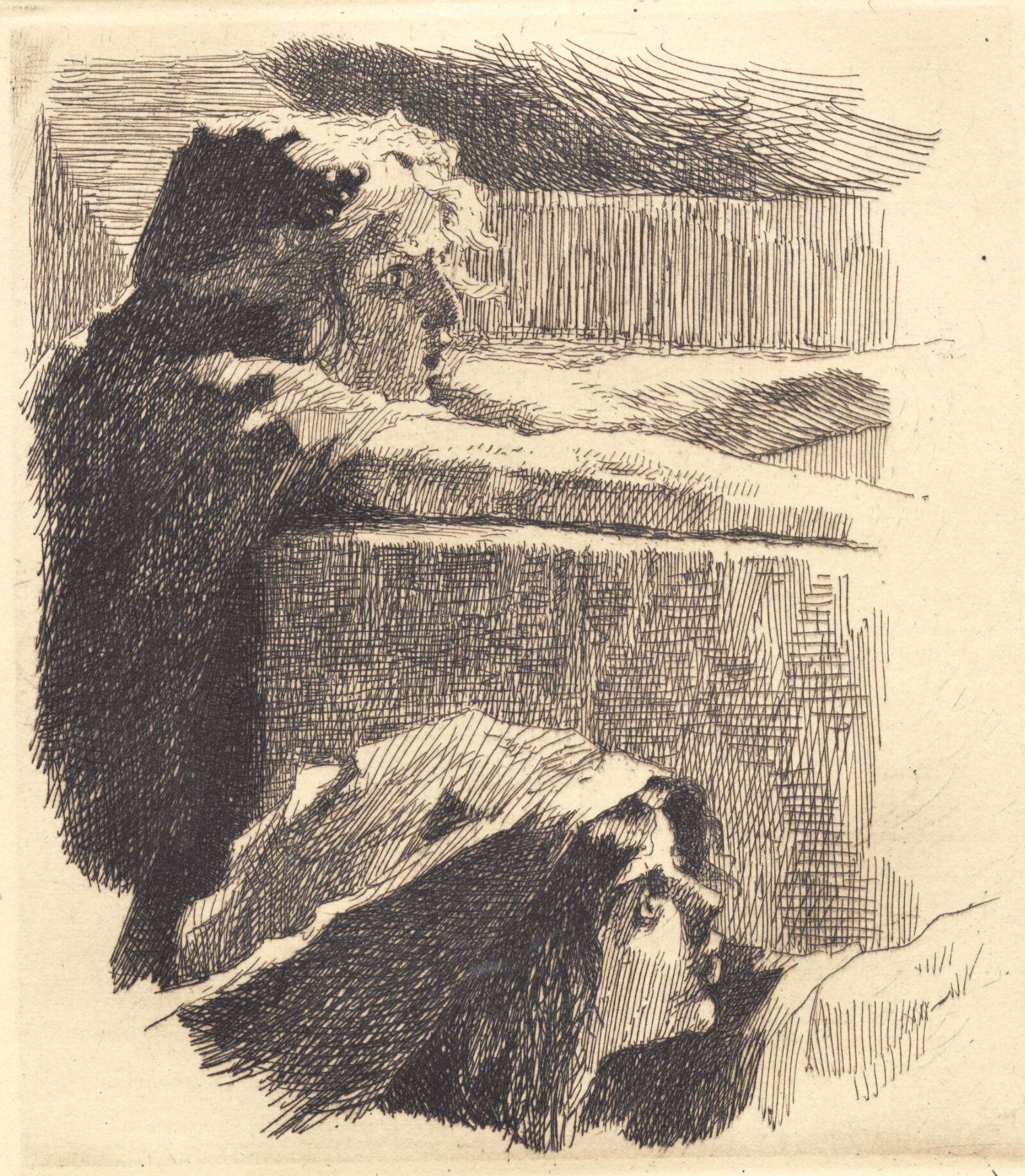 Prøveplade: Brudstykke af "de dårlige jomfruer", Frans Schwartz, 1901