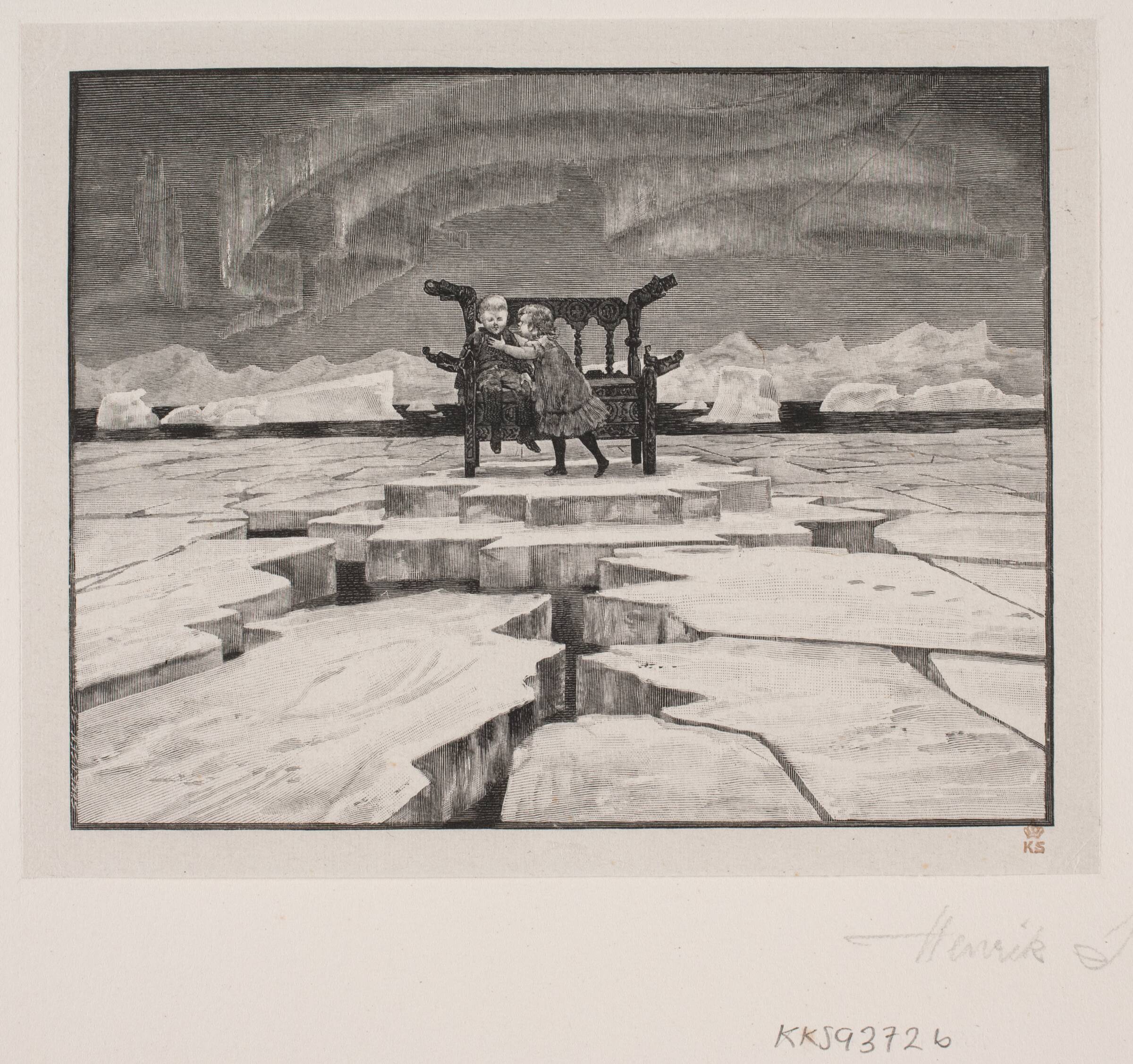 Illustration til H. C. Andersen: "Snedronningen", Henrik Arnold Hamilkar Sørensen, 1864-1944